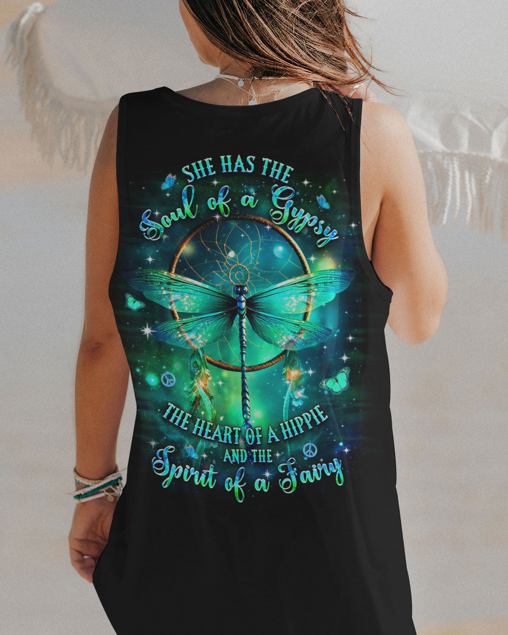Soul of a Gypsy Heart of a Hippie Spirit of a Fairy Dragonfly Dreamcatcher AOP Shirts _7_ KBnXJ