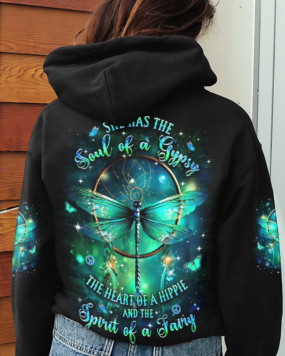 Soul of a Gypsy Heart of a Hippie Spirit of a Fairy Dragonfly Dreamcatcher AOP Shirts _8_ wvhqu