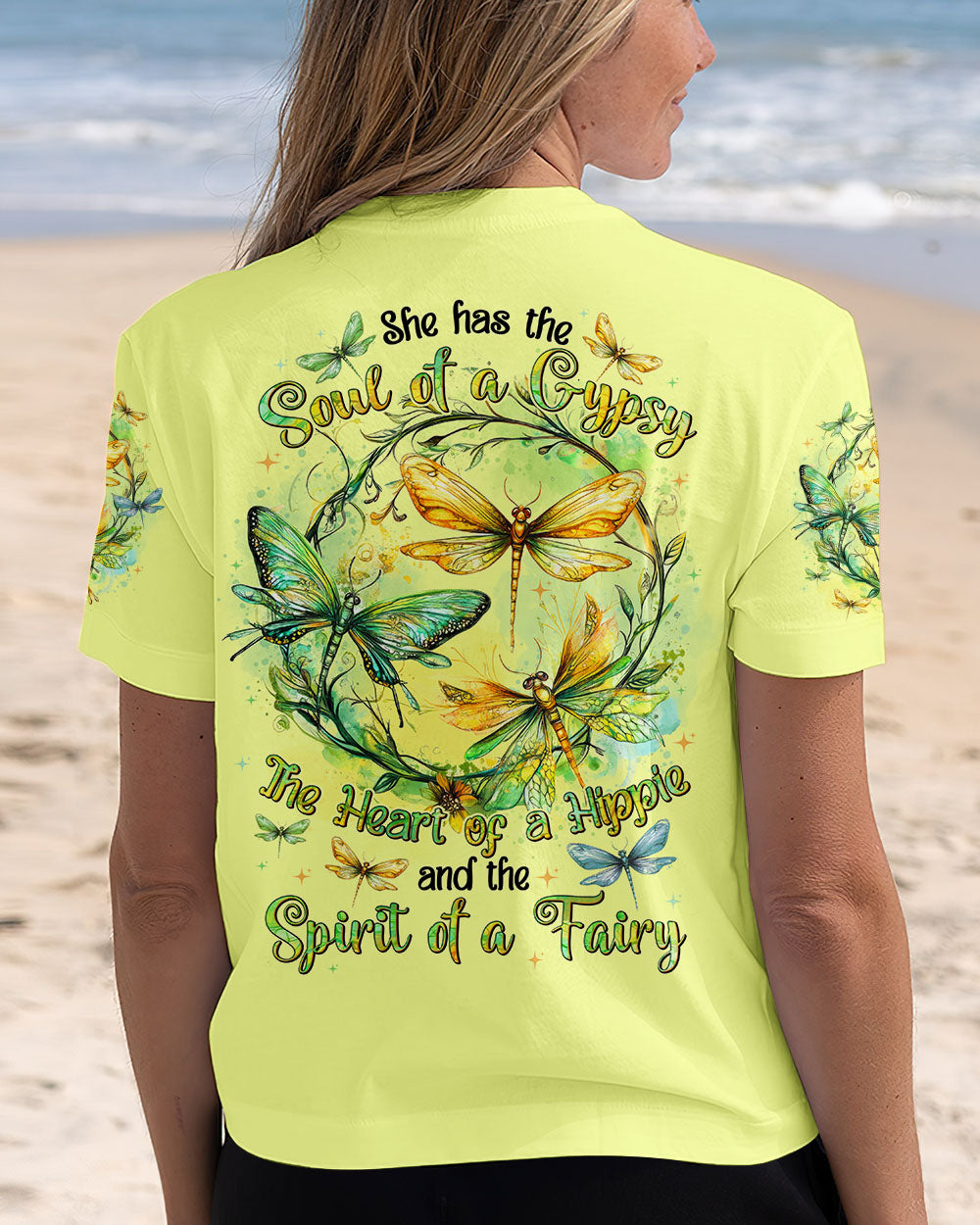 Soul of a Gypsy Heart of a Hippie Spirit of a Fairy Dragonfly and Floral Graphic AOP Shirts _13_ S3gDH