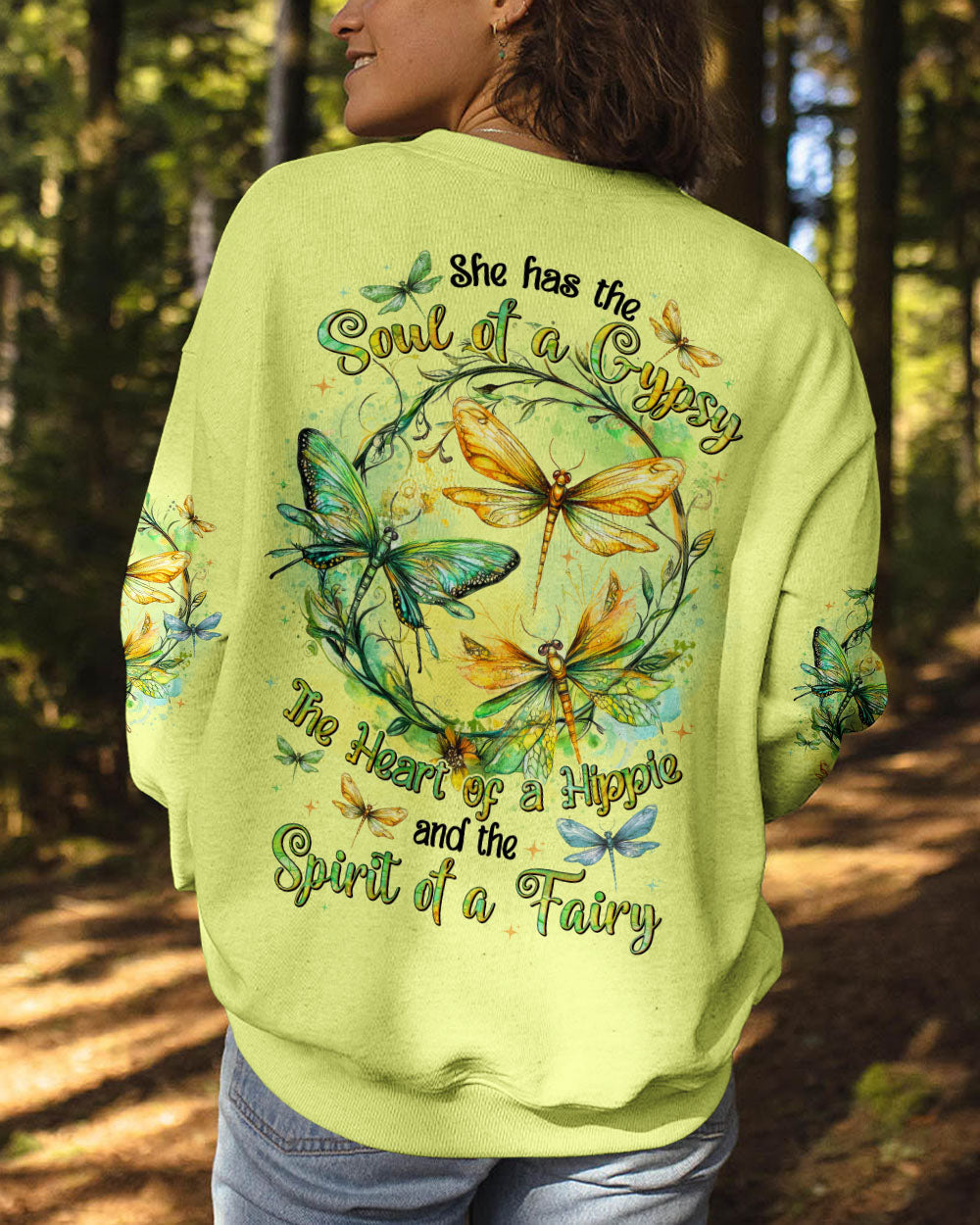 Soul of a Gypsy Heart of a Hippie Spirit of a Fairy Dragonfly and Floral Graphic AOP Shirts _3_ BnNoH