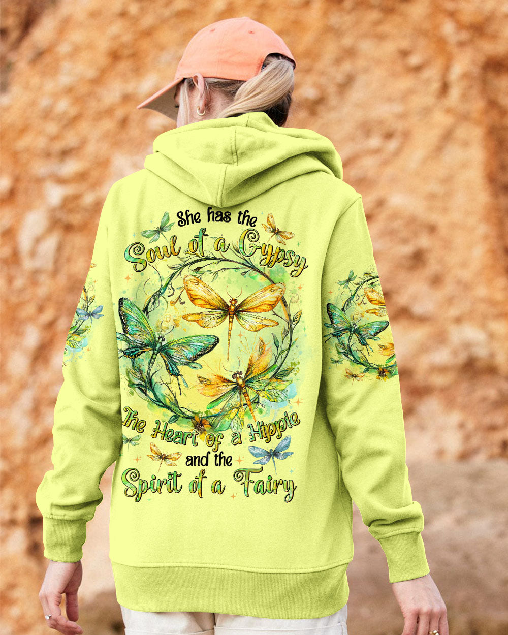 Soul of a Gypsy Heart of a Hippie Spirit of a Fairy Dragonfly and Floral Graphic AOP Shirts _9_ azUAy