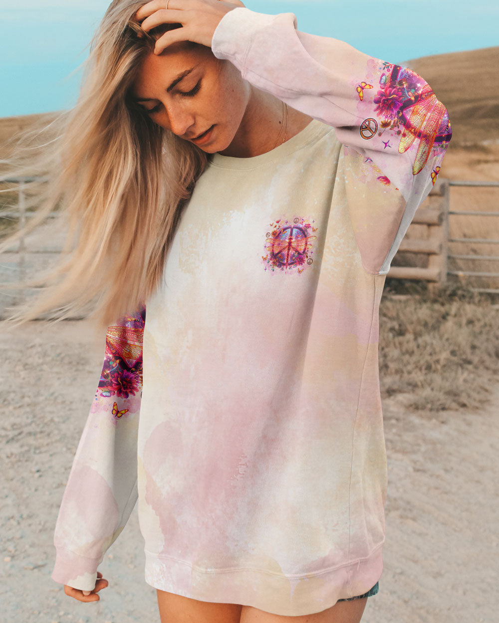 Soul of a Gypsy Heart of a Hippie Spirit of a Fairy Dragonfly with Peace Sign Hippie AOP Shirts _3_ ADrGF