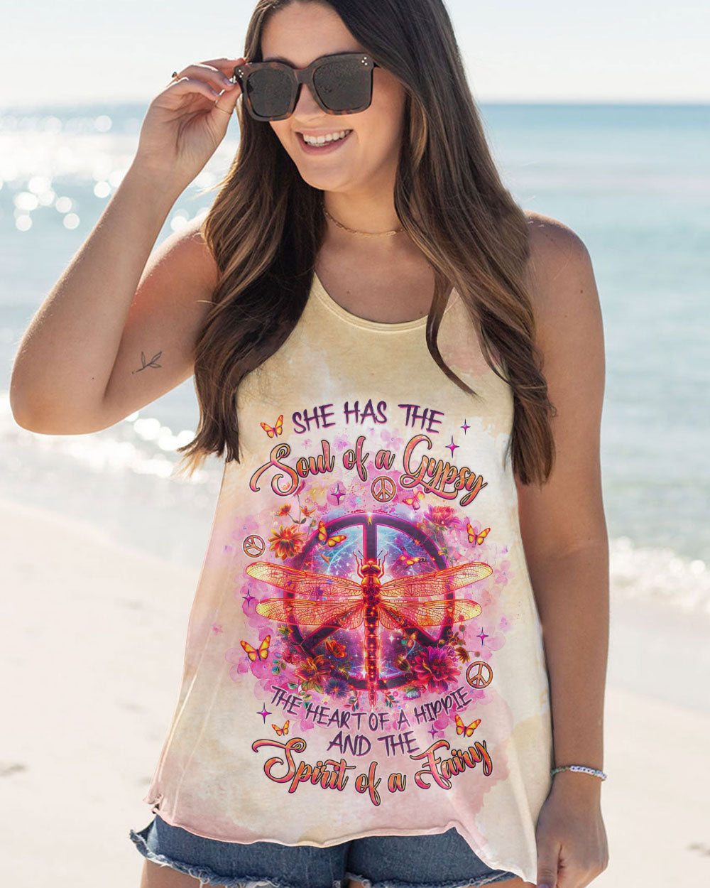 Soul of a Gypsy Heart of a Hippie Spirit of a Fairy Dragonfly with Peace Sign Hippie AOP Shirts _6_ dBvIL