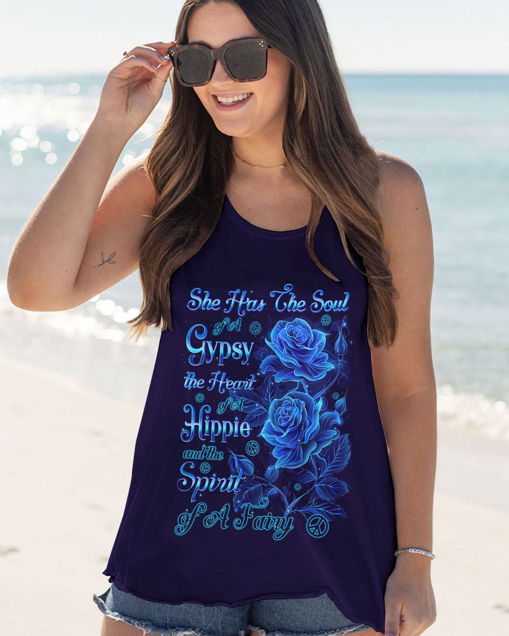 Soul of a Gypsy Heart of a Hippie Spirit of a Fairy Floral Blue Rose AOP Shirts _11_ dHhA3