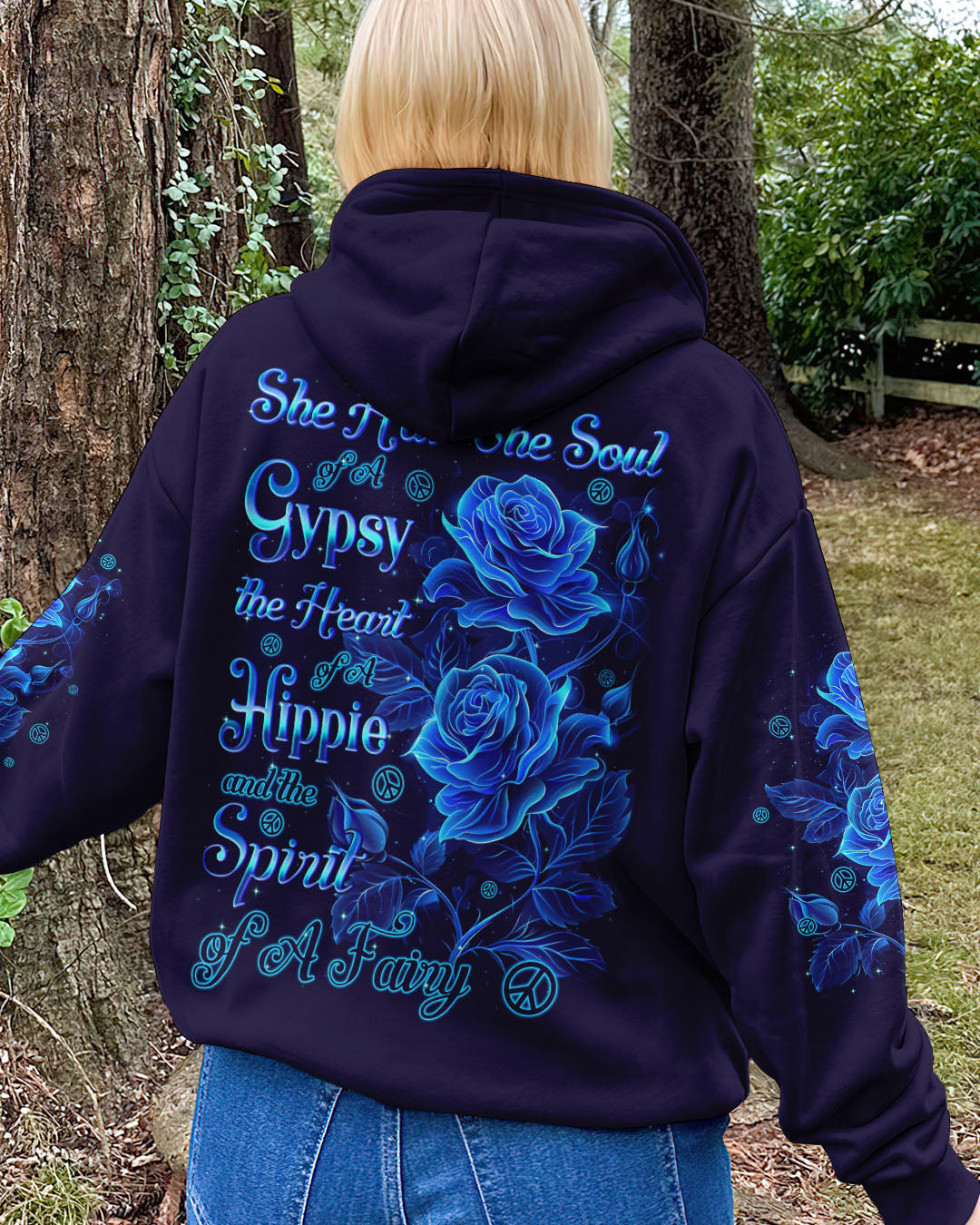 Soul of a Gypsy Heart of a Hippie Spirit of a Fairy Floral Blue Rose AOP Shirts _14_ dFgAh