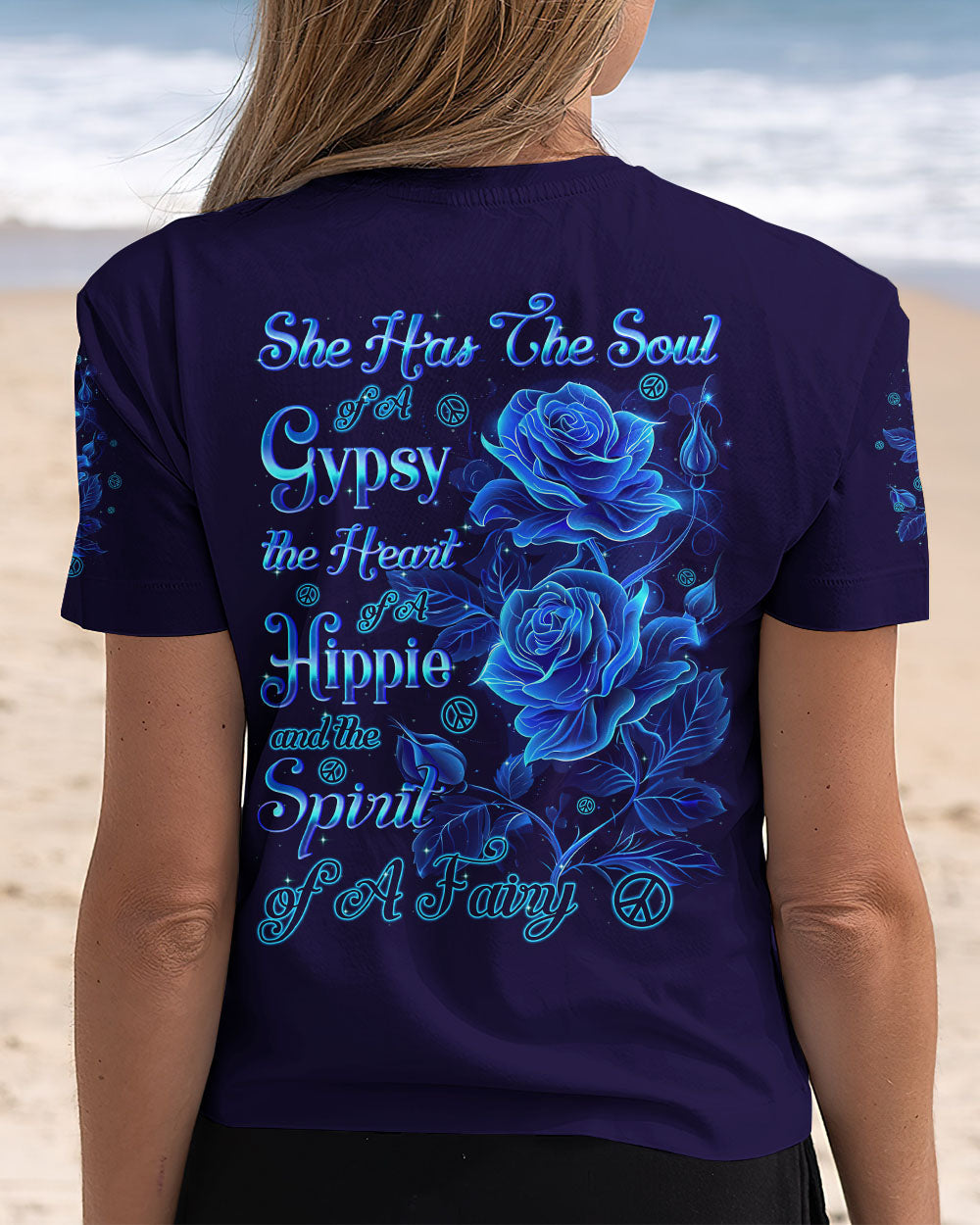 Soul of a Gypsy Heart of a Hippie Spirit of a Fairy Floral Blue Rose AOP Shirts _5_ uNRjR