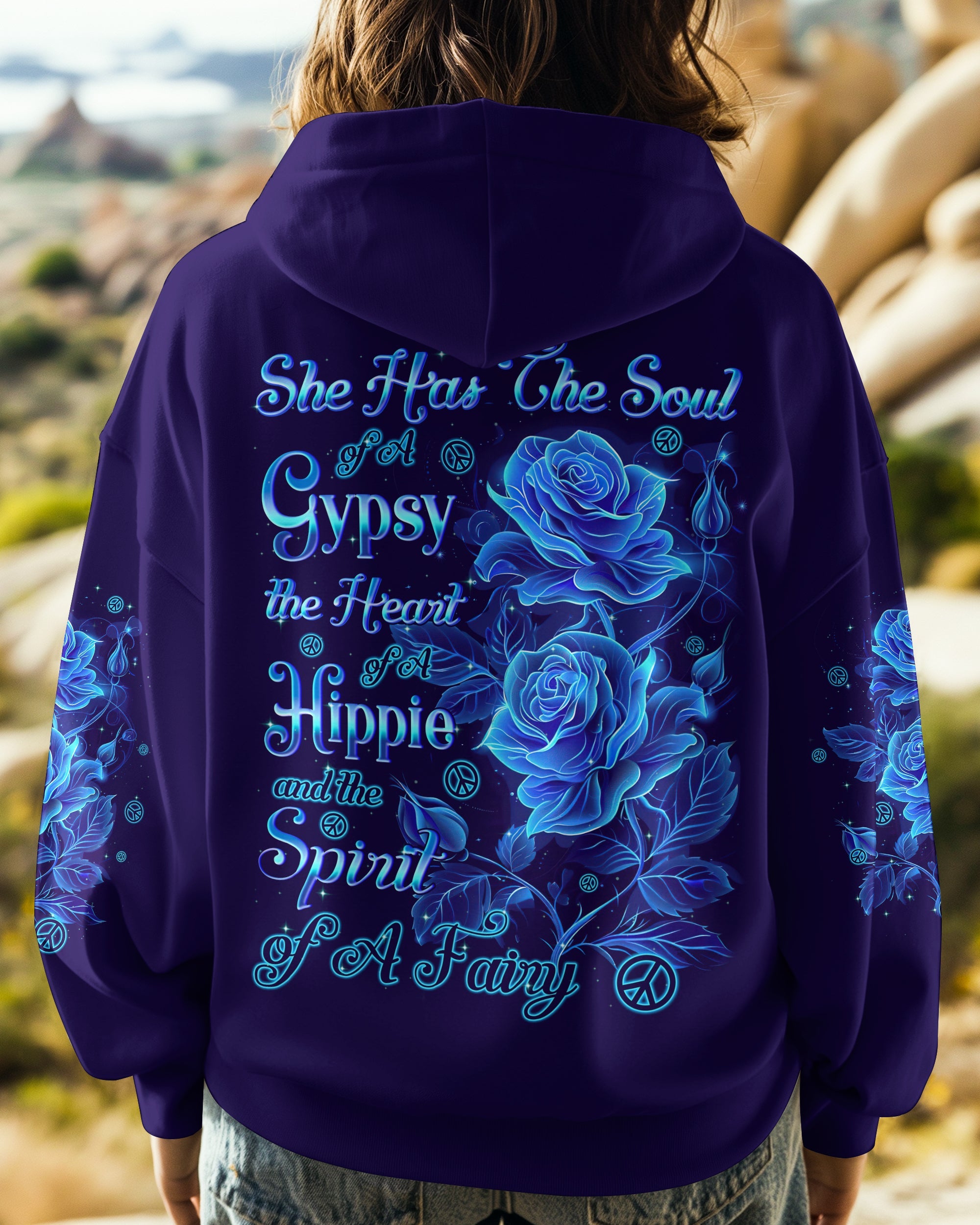 Soul of a Gypsy Heart of a Hippie Spirit of a Fairy Floral Blue Rose AOP Shirts _7_ pd4kT