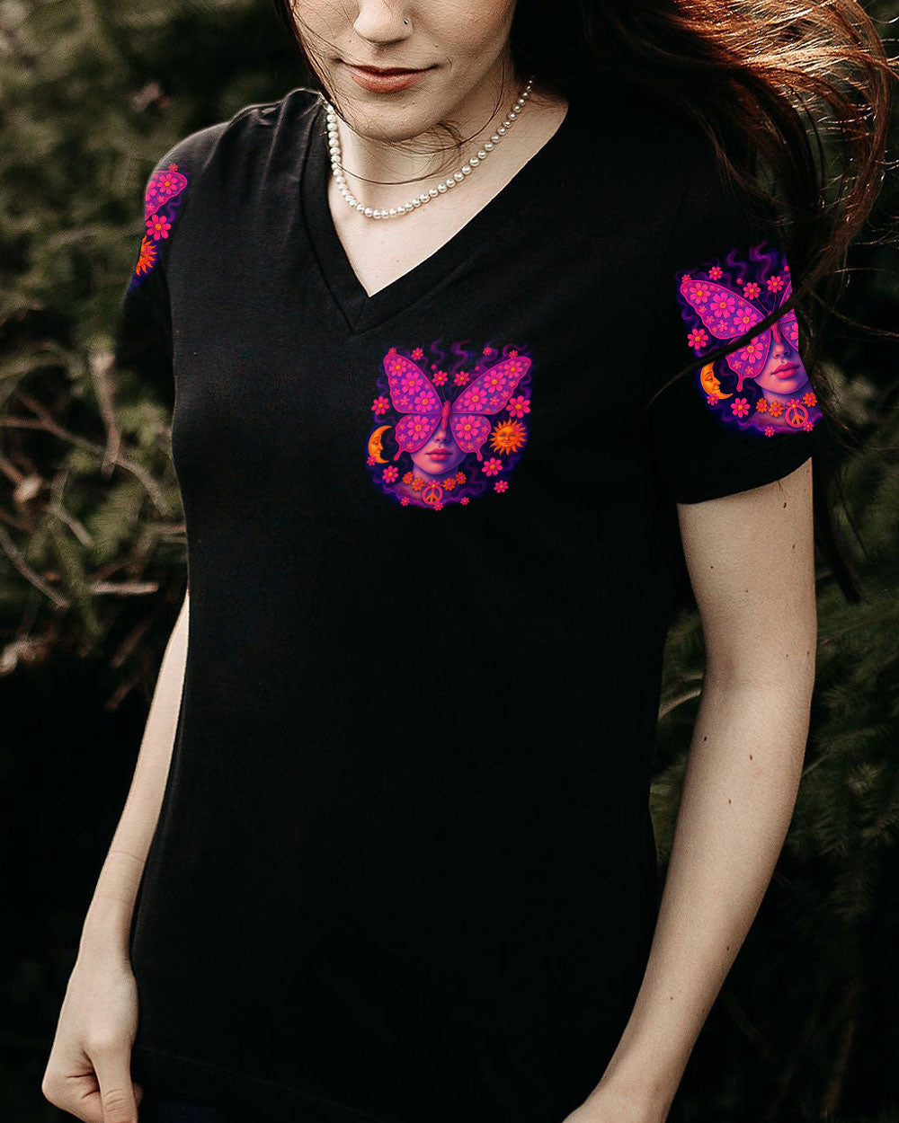 Soul of a Gypsy Heart of a Hippie Spirit of a Fairy Flower Butterfly Tee for Women AOP Shirts _4_ vlsJz