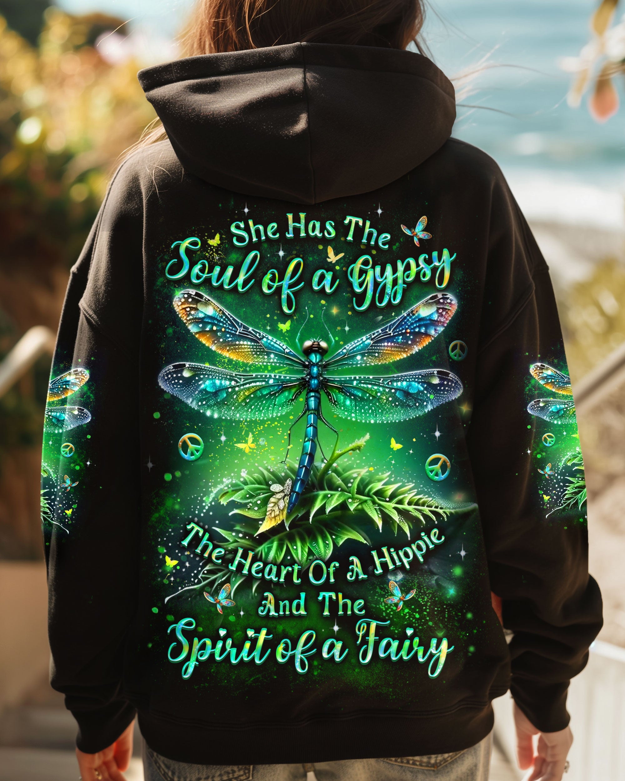 Soul of a Gypsy Heart of a Hippie Spirit of a Fairy Green Dragonfly AOP Shirts _1_ etShz