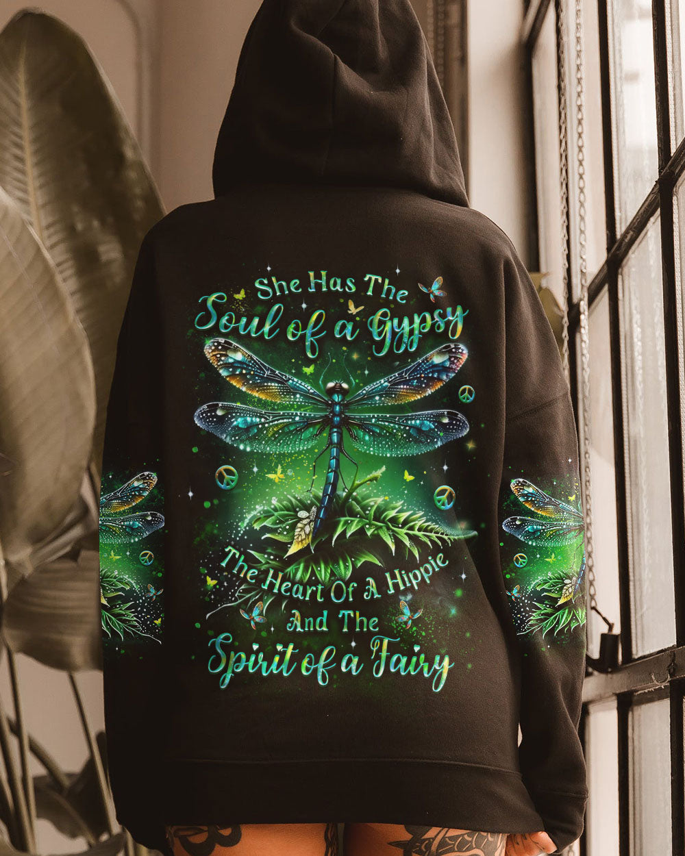Soul of a Gypsy Heart of a Hippie Spirit of a Fairy Green Dragonfly AOP Shirts _9_ foSSn