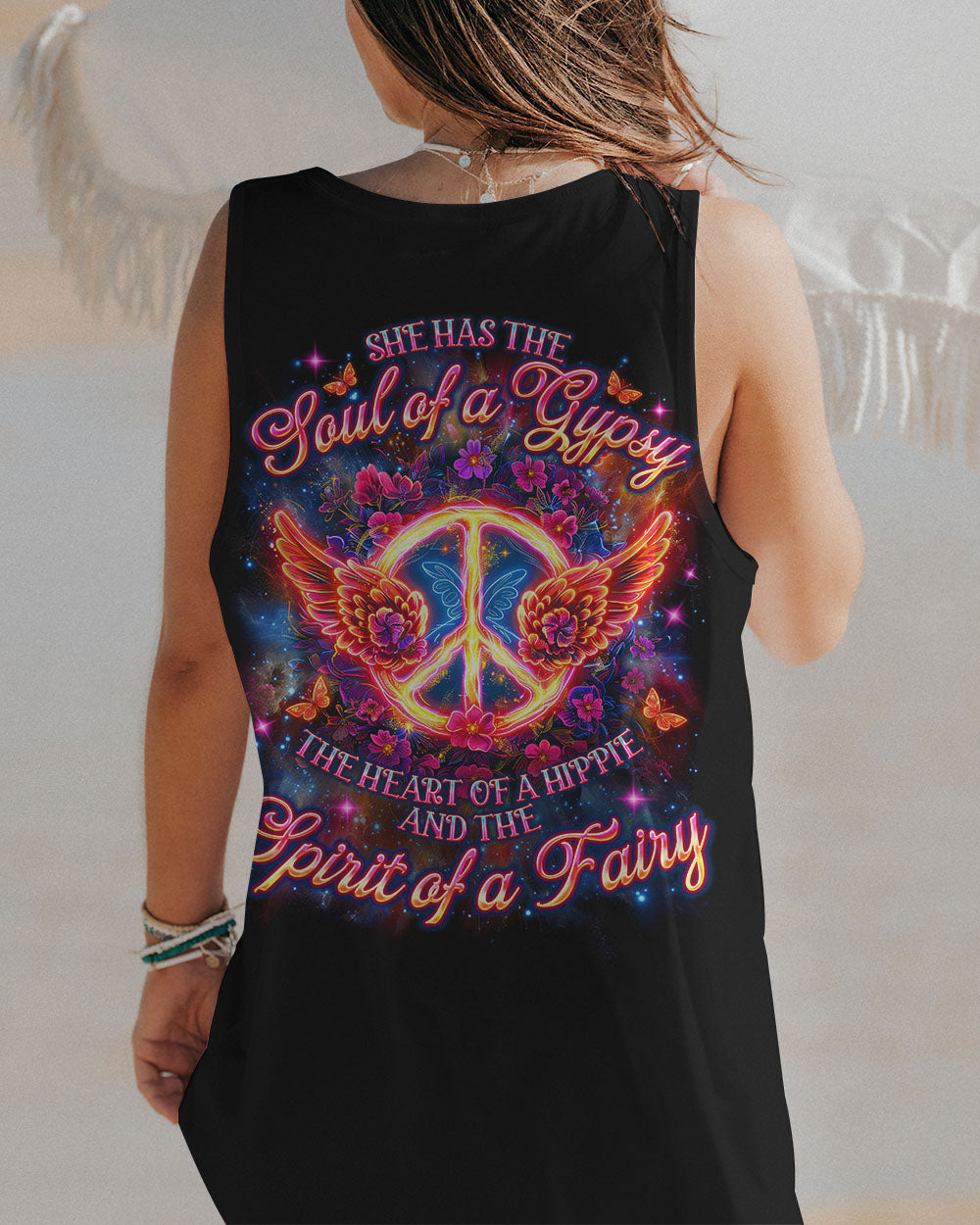 Soul of a Gypsy Heart of a Hippie Spirit of a Fairy Hippie Peace Sign and Floral AOP Shirts _11_ L7bn4