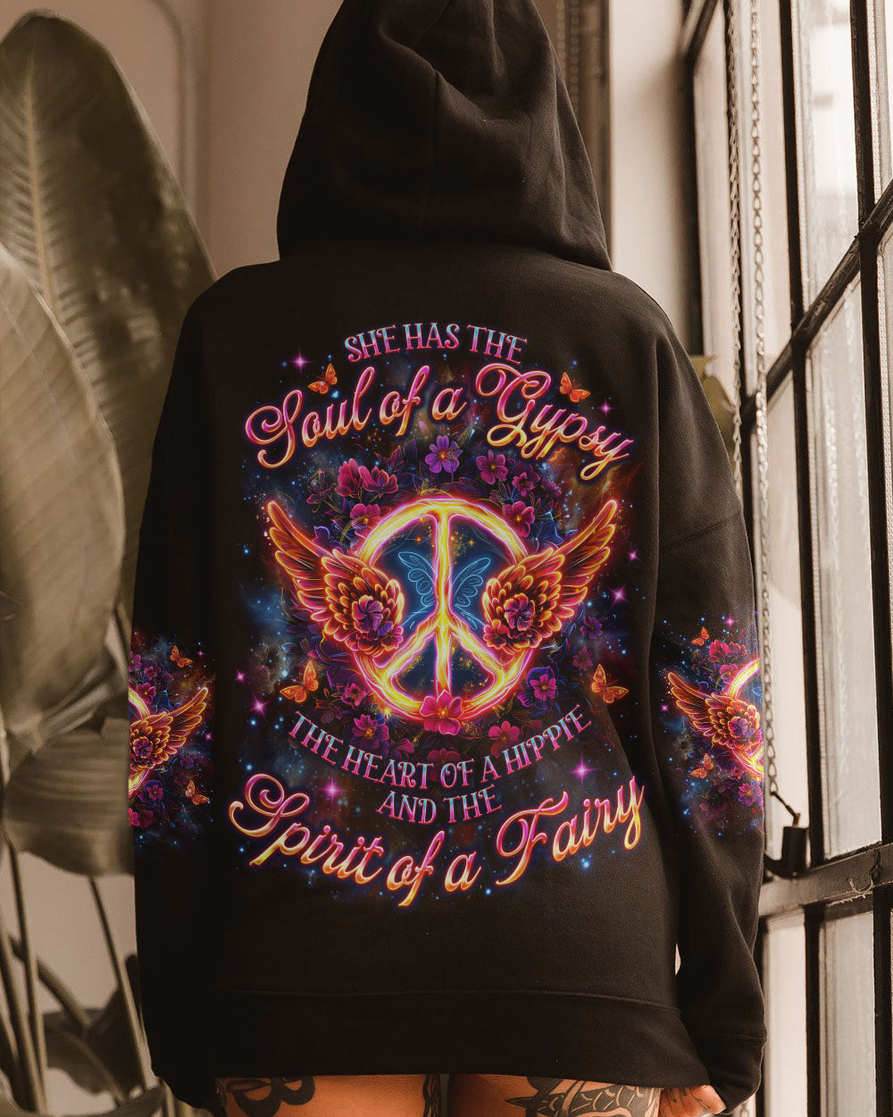 Soul of a Gypsy Heart of a Hippie Spirit of a Fairy Hippie Peace Sign and Floral AOP Shirts _13_ Msn4o