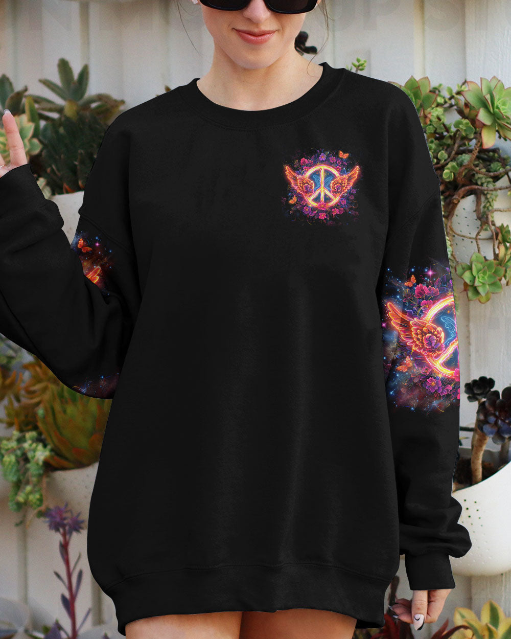 Soul of a Gypsy Heart of a Hippie Spirit of a Fairy Hippie Peace Sign and Floral AOP Shirts _6_ v7mg9