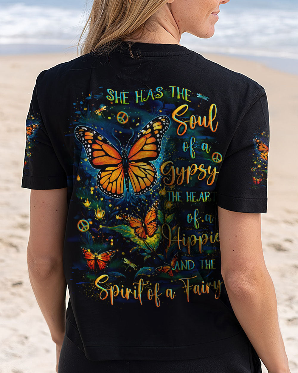 Soul of a Gypsy Heart of a Hippie Spirit of a Fairy Monarch Butterfly Boho AOP Shirts _12_ 4nzMw