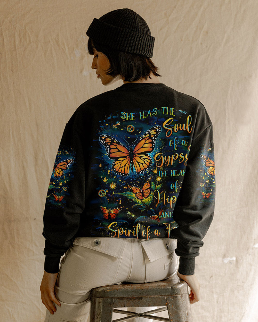 Soul of a Gypsy Heart of a Hippie Spirit of a Fairy Monarch Butterfly Boho AOP Shirts _3_ CmXl2