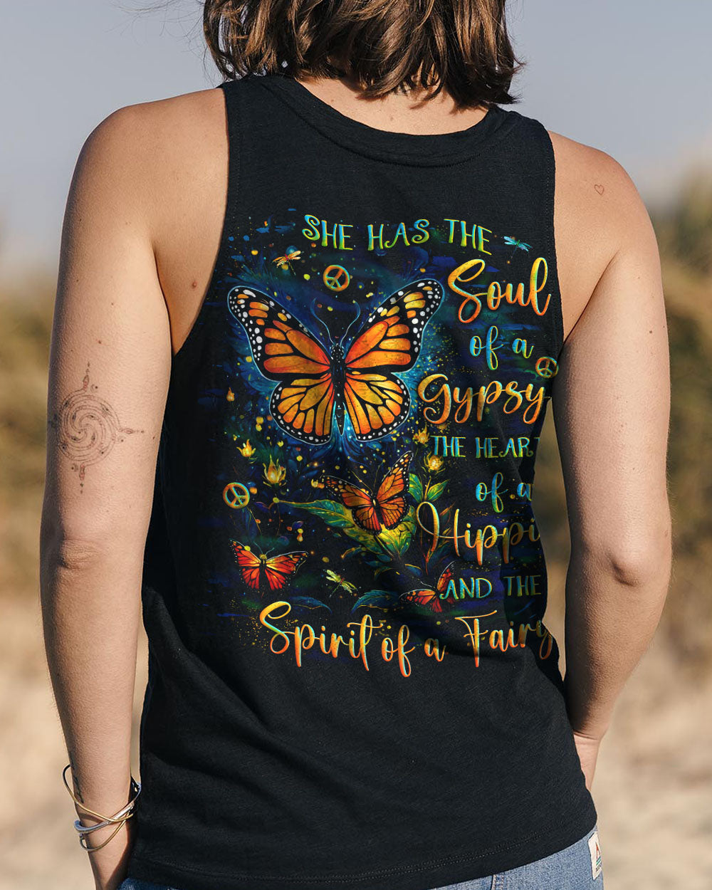 Soul of a Gypsy Heart of a Hippie Spirit of a Fairy Monarch Butterfly Boho AOP Shirts _7_ V1qzS