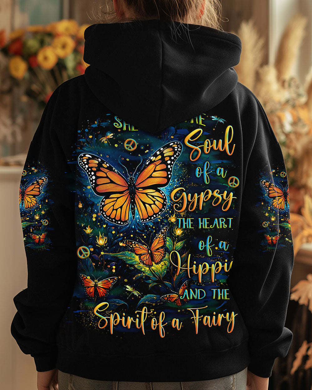 Soul of a Gypsy Heart of a Hippie Spirit of a Fairy Monarch Butterfly Boho AOP Shirts _8_ z67We