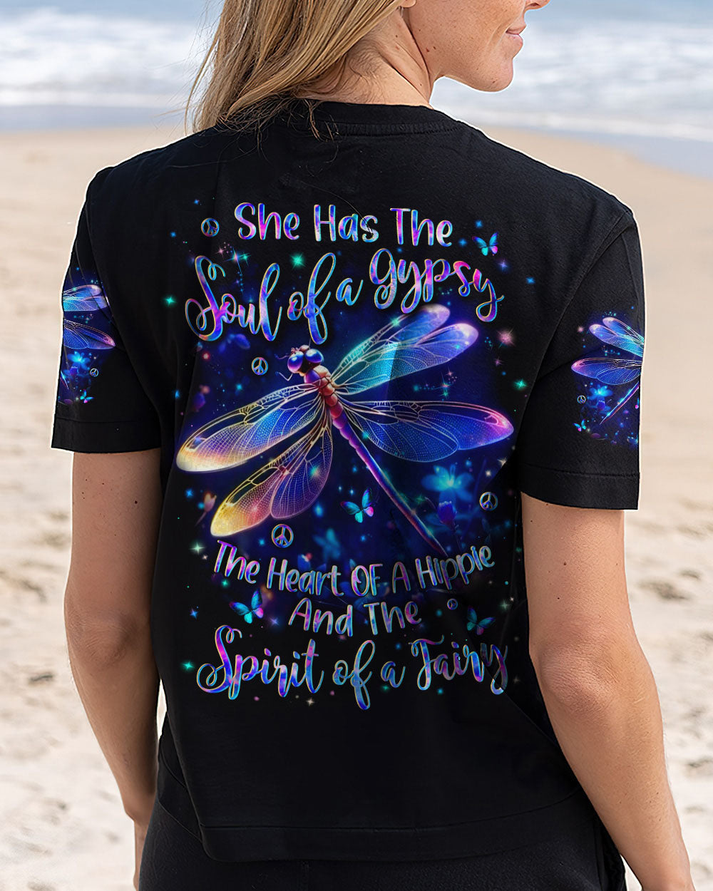 Soul of a Gypsy Heart of a Hippie Spirit of a Fairy Neon Dragonfly Galaxy AOP Shirts _12_ HiUrZ