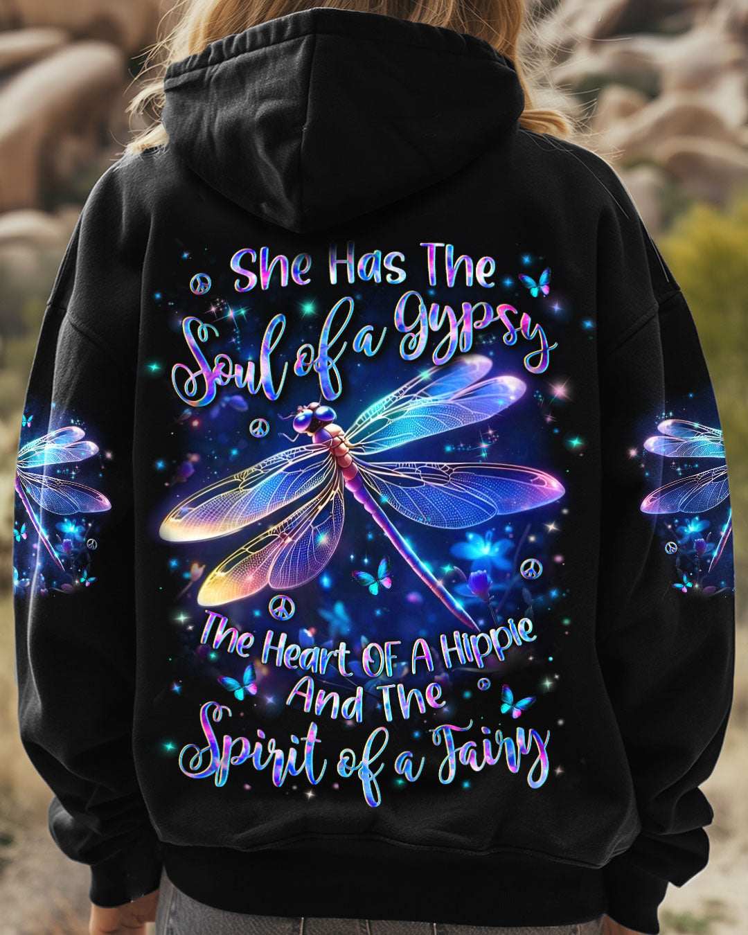 Soul of a Gypsy Heart of a Hippie Spirit of a Fairy Neon Dragonfly Galaxy AOP Shirts _1_ ERMWO