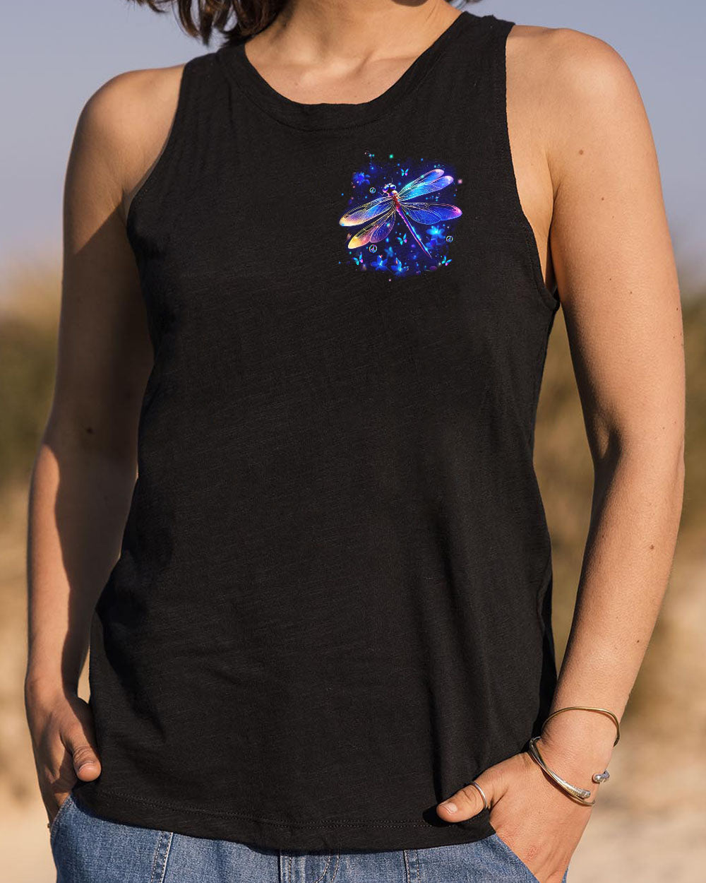 Soul of a Gypsy Heart of a Hippie Spirit of a Fairy Neon Dragonfly Galaxy AOP Shirts _6_ OoMCu