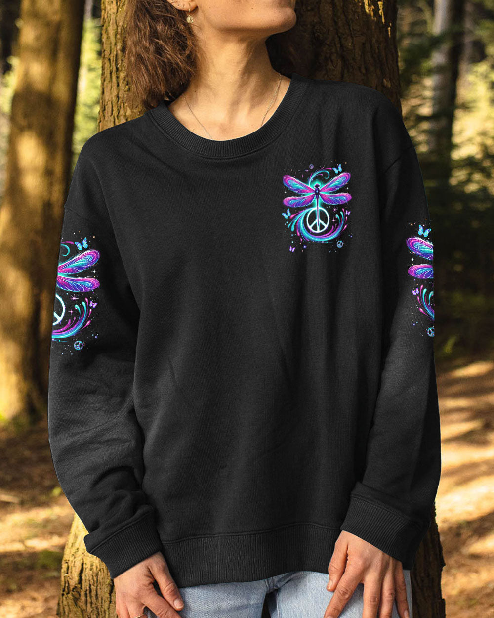 Soul of a Gypsy Heart of a Hippie Spirit of a Fairy Neon Peace Sign AOP Shirts _2_ On2wy