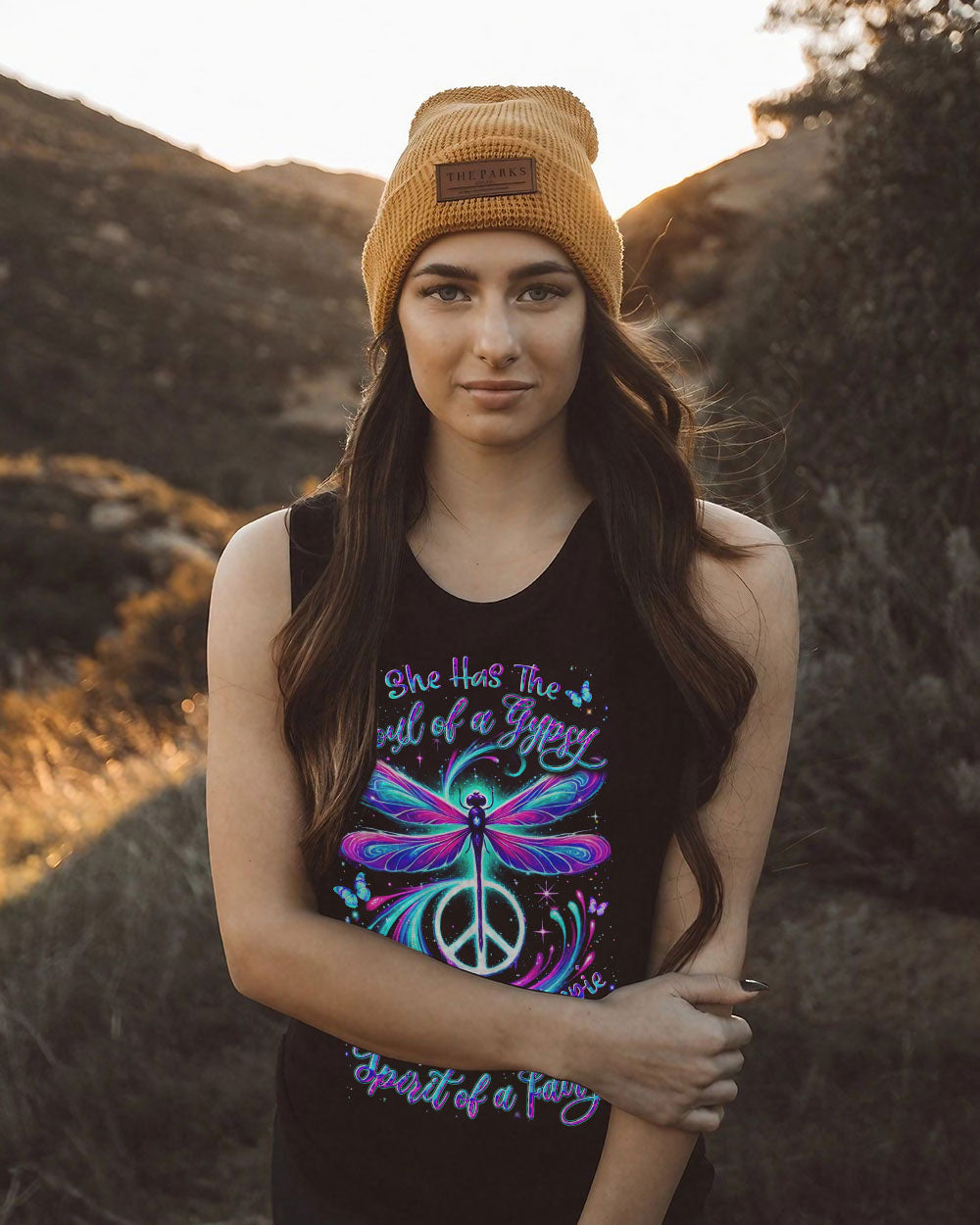 Soul of a Gypsy Heart of a Hippie Spirit of a Fairy Neon Peace Sign AOP Shirts _5_ P2YRl