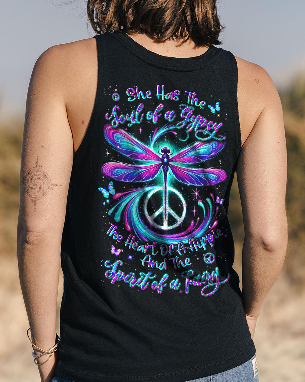 Soul of a Gypsy Heart of a Hippie Spirit of a Fairy Neon Peace Sign AOP Shirts _7_ t3IRw