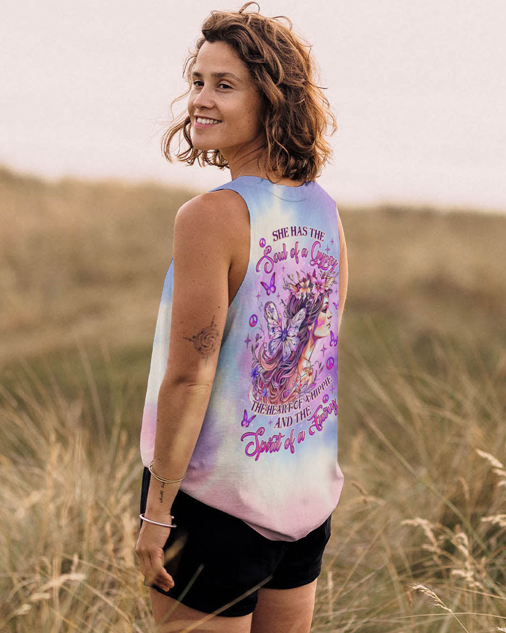 Soul of a Gypsy Heart of a Hippie Spirit of a Fairy Pastel Butterfly and Fairy AOP Shirts _7_ aYoss