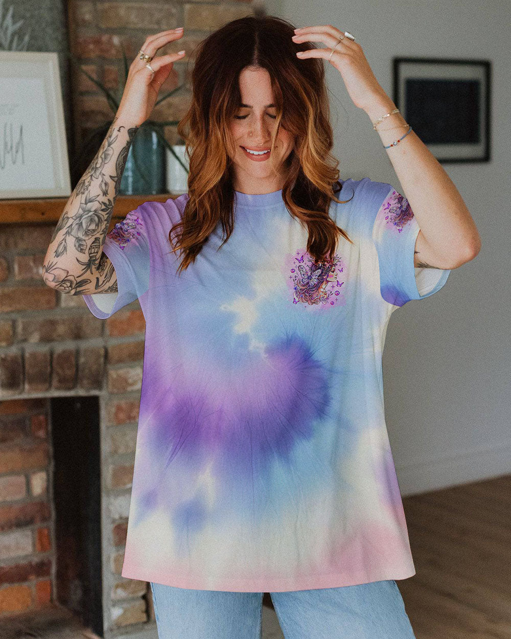 Soul of a Gypsy Heart of a Hippie Spirit of a Fairy Pastel Butterfly and Fairy AOP Shirts _9_ zeqtI