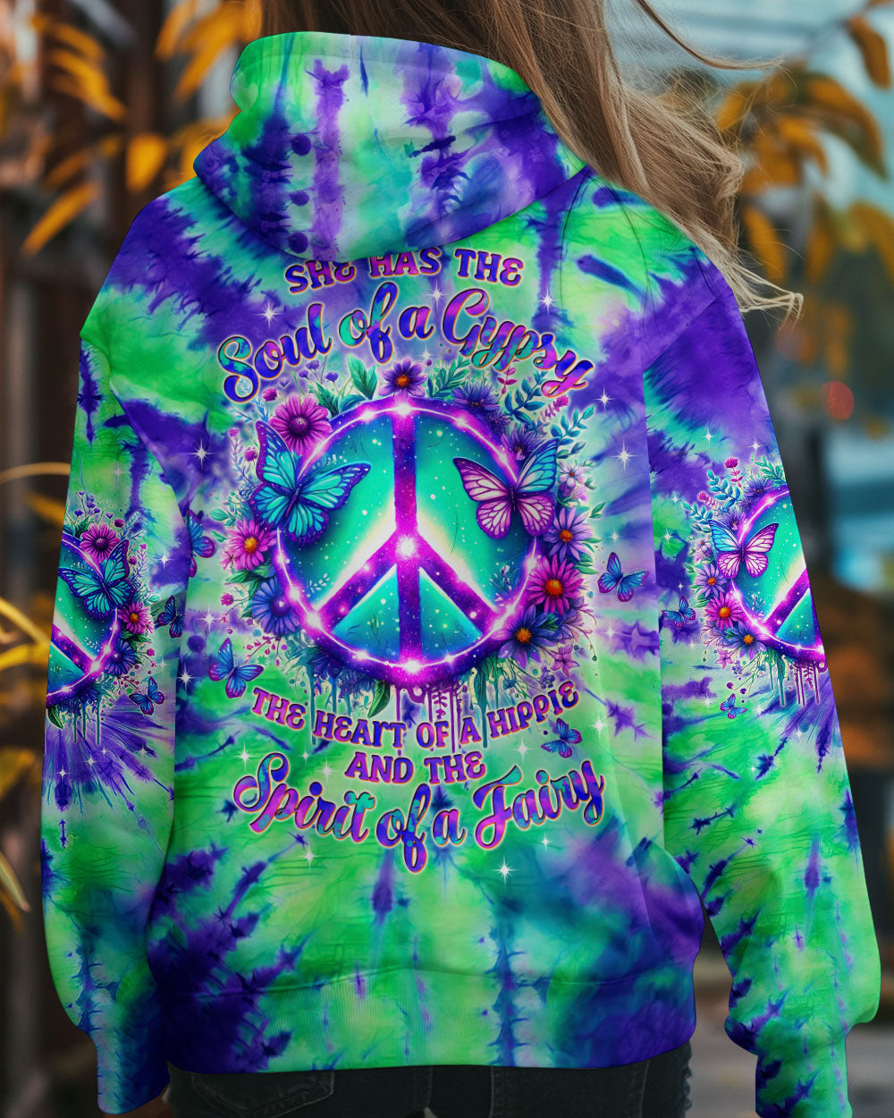 Soul of a Gypsy Heart of a Hippie Spirit of a Fairy Peace Sign Butterfly AOP Shirts _12_ qvy8O