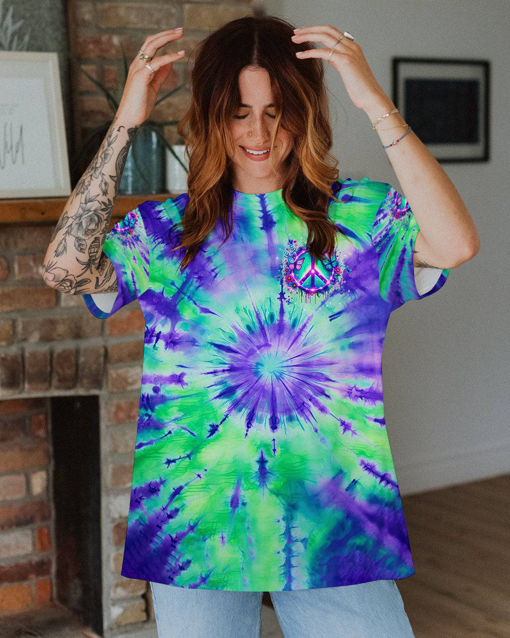 Soul of a Gypsy Heart of a Hippie Spirit of a Fairy Peace Sign Butterfly AOP Shirts _13_ fYZxA