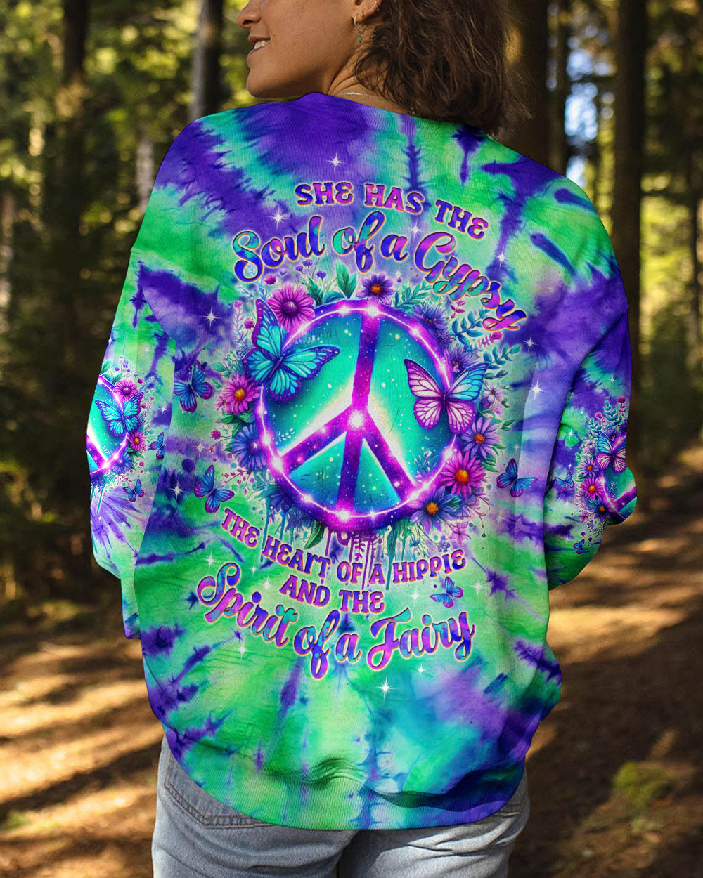 Soul of a Gypsy Heart of a Hippie Spirit of a Fairy Peace Sign Butterfly AOP Shirts _7_ waK4D