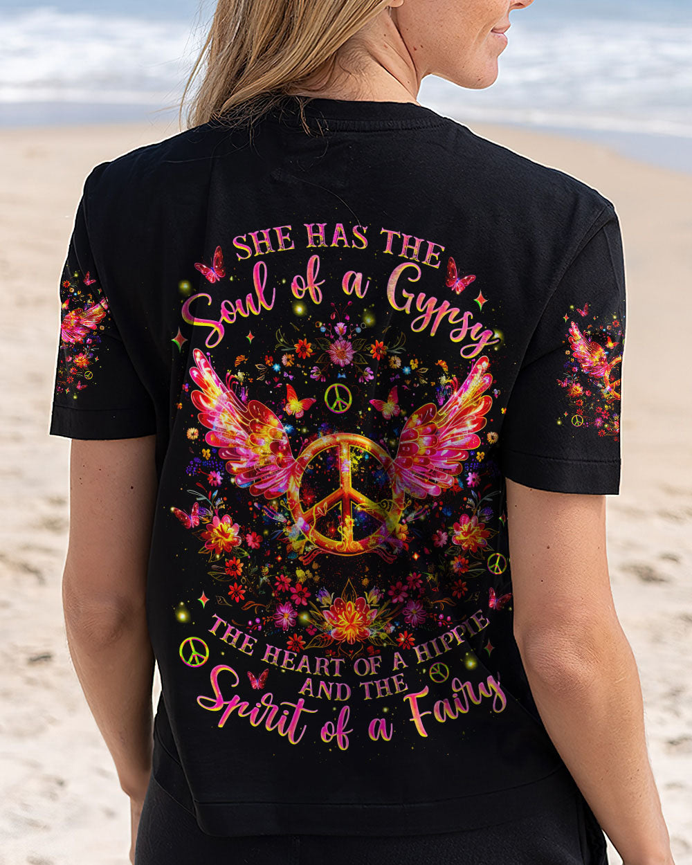 Soul of a Gypsy Heart of a Hippie Spirit of a Fairy Peace Wing AOP Shirts _3_ Vxaiz