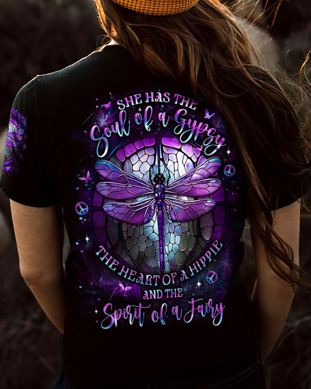 Soul of a Gypsy Heart of a Hippie Spirit of a Fairy Purple Dragonfly Magical AOP Shirts _13_ KF48F