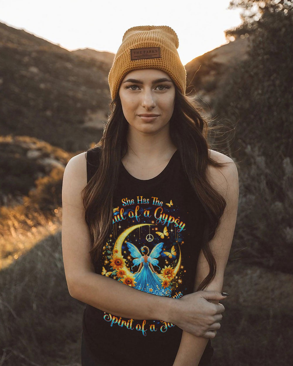Soul of a Gypsy Heart of a Hippie Spirit of a Fairy Sunflowers Peace Signs AOP Shirts _5_ MEWkf