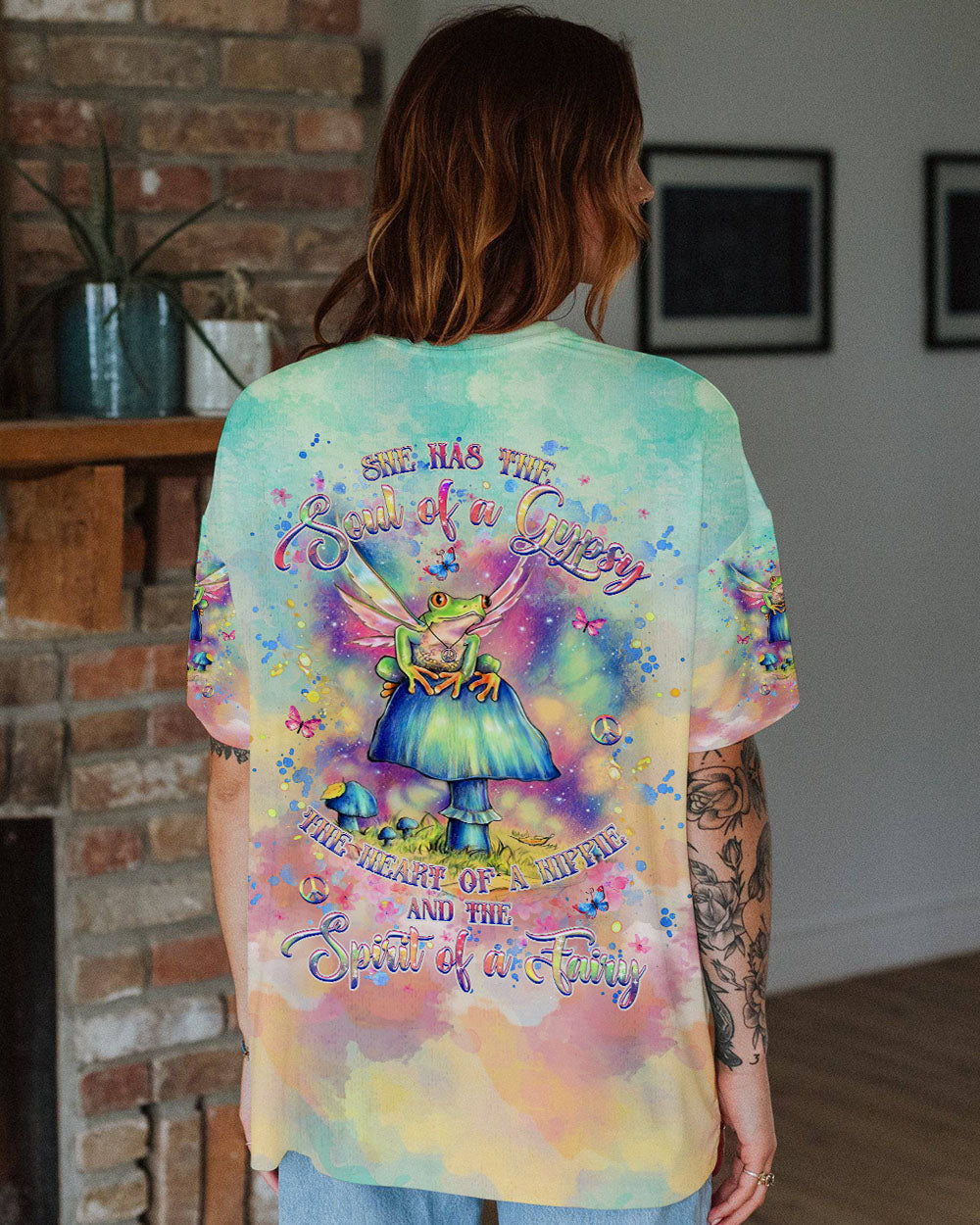 Soul of a Gypsy Heart of a Hippie Spirit of a Fairy Tie Dye Fairy Frog AOP Shirts _11_ 0Mnuf