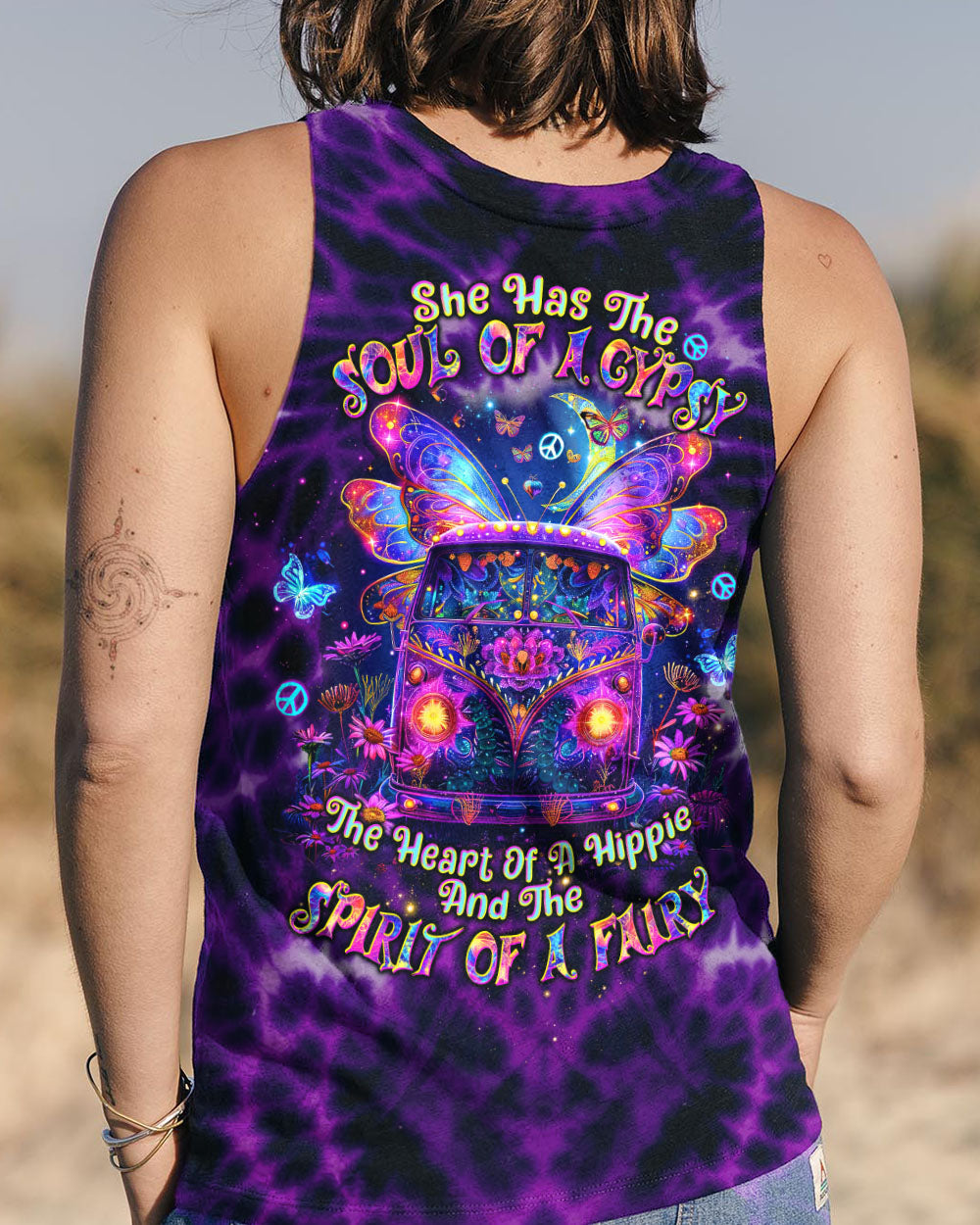 Soul of a Gypsy Heart of a Hippie Spirit of a Fairy VW Van and Butterfly Wings AOP Shirts _9_ B8Oh5