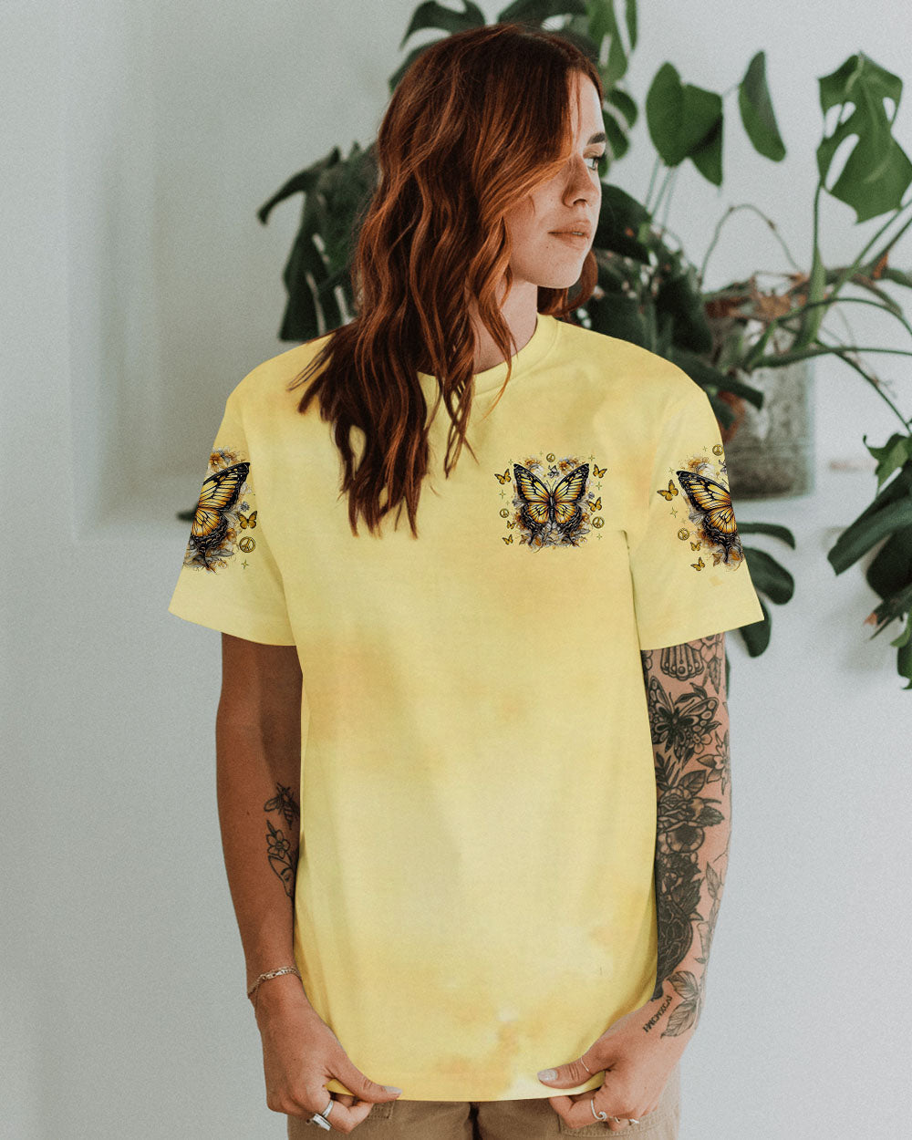Soul of a Gypsy Heart of a Hippie Spirit of a Fairy Yellow Boho Butterfly AOP Shirts _11_ esffs