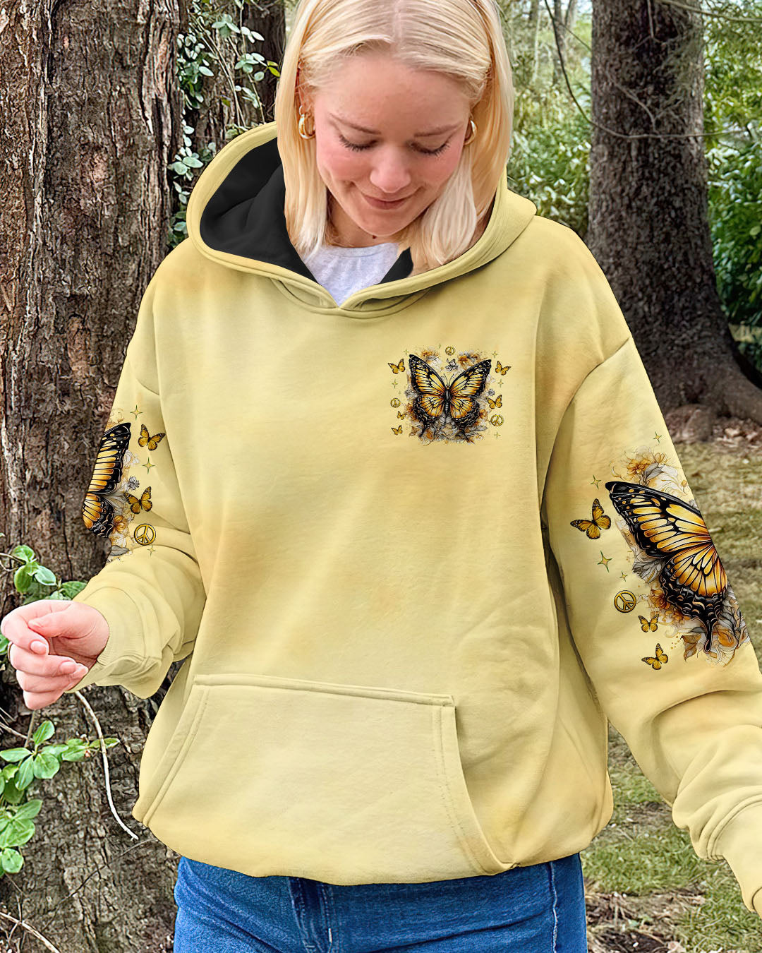 Soul of a Gypsy Heart of a Hippie Spirit of a Fairy Yellow Boho Butterfly AOP Shirts _2_ HzCjw