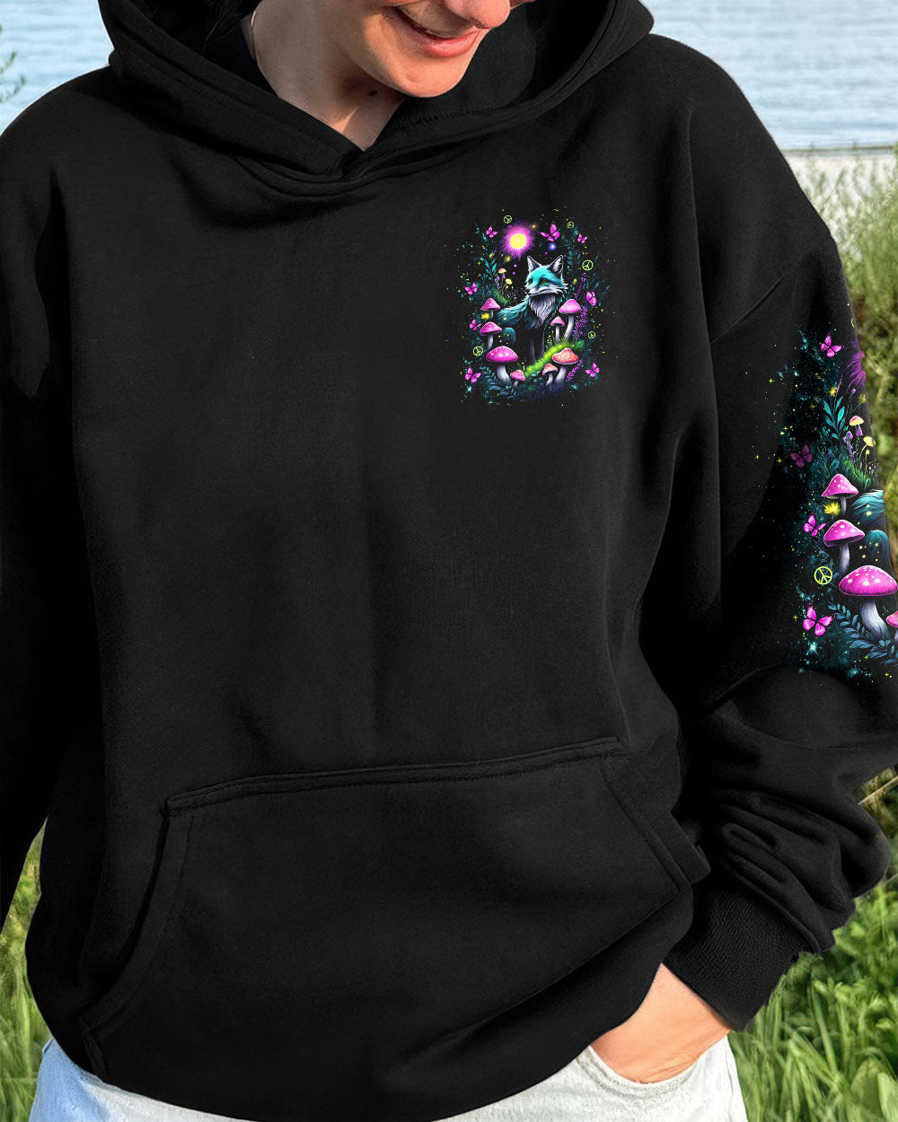 Soul of a Gypsy Heart of a Hippie Spirit of a Fox Fox with Peace _26 Mushroom Design AOP Shirts _4_ oN0St