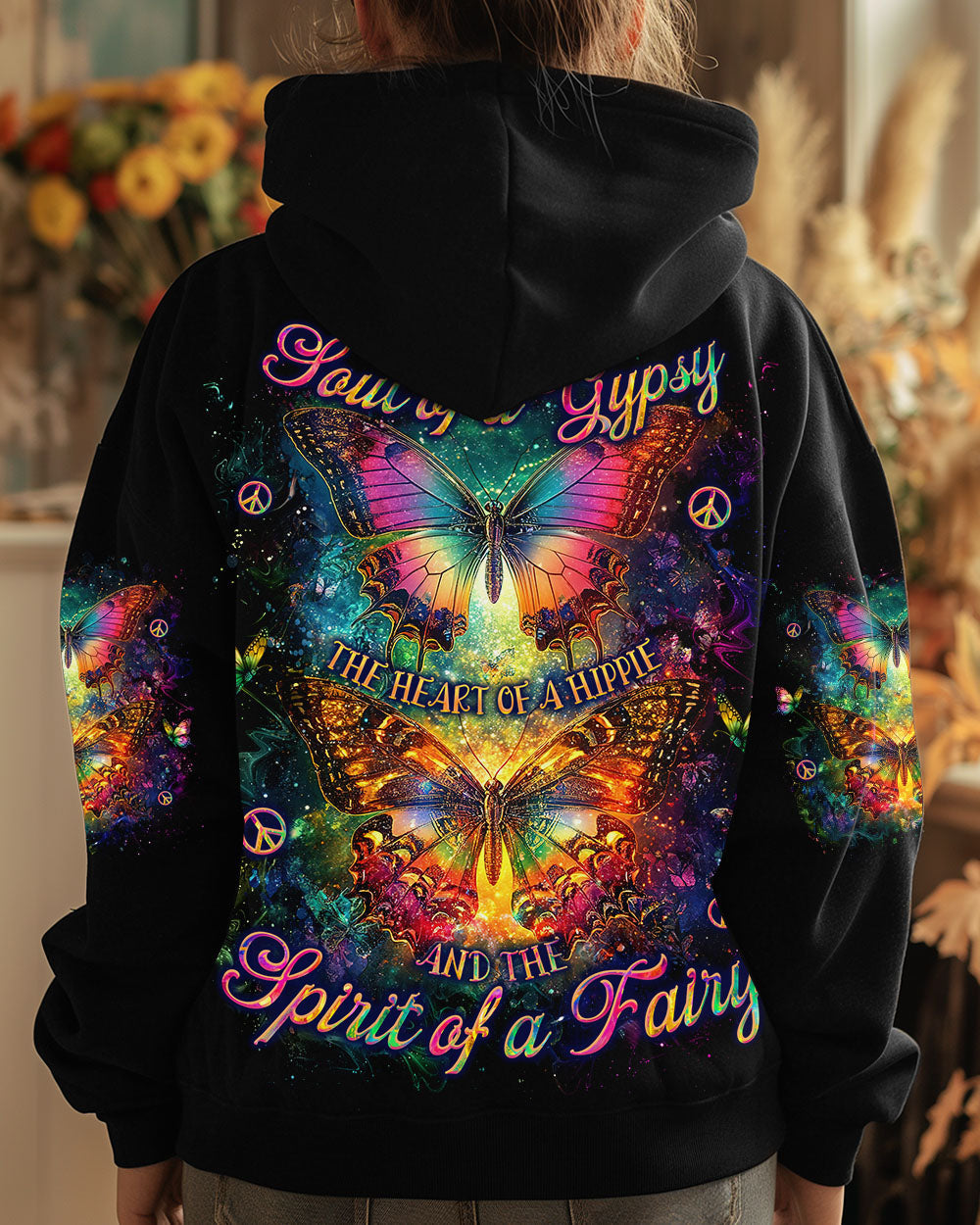 Soul of a Gypsy Heart of a Hippie the Spirit of a Fairy Colorful Butterfly Hippie AOP Shirts _12_ lLjVW