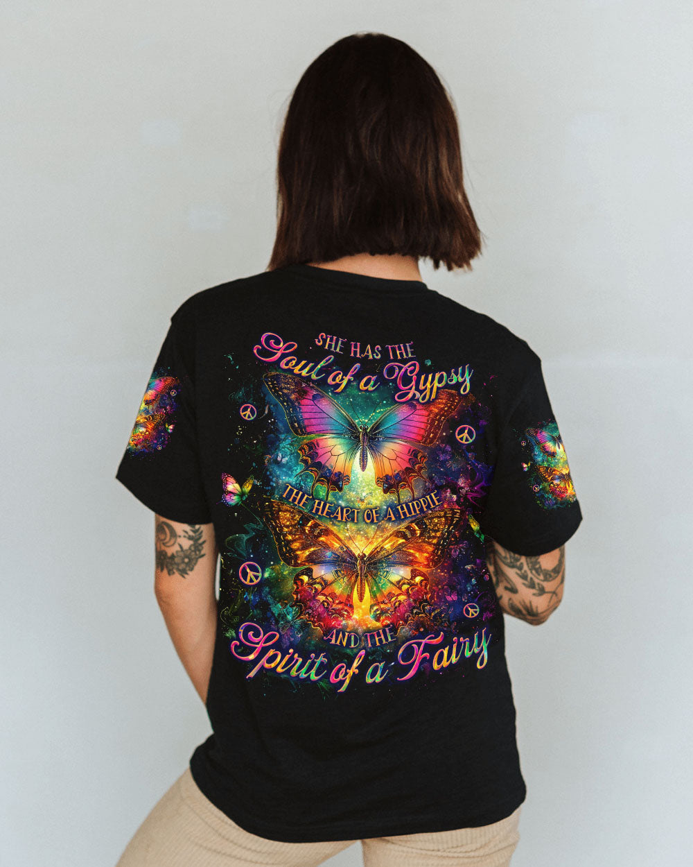 Soul of a Gypsy Heart of a Hippie the Spirit of a Fairy Colorful Butterfly Hippie AOP Shirts _1_ PpzMe