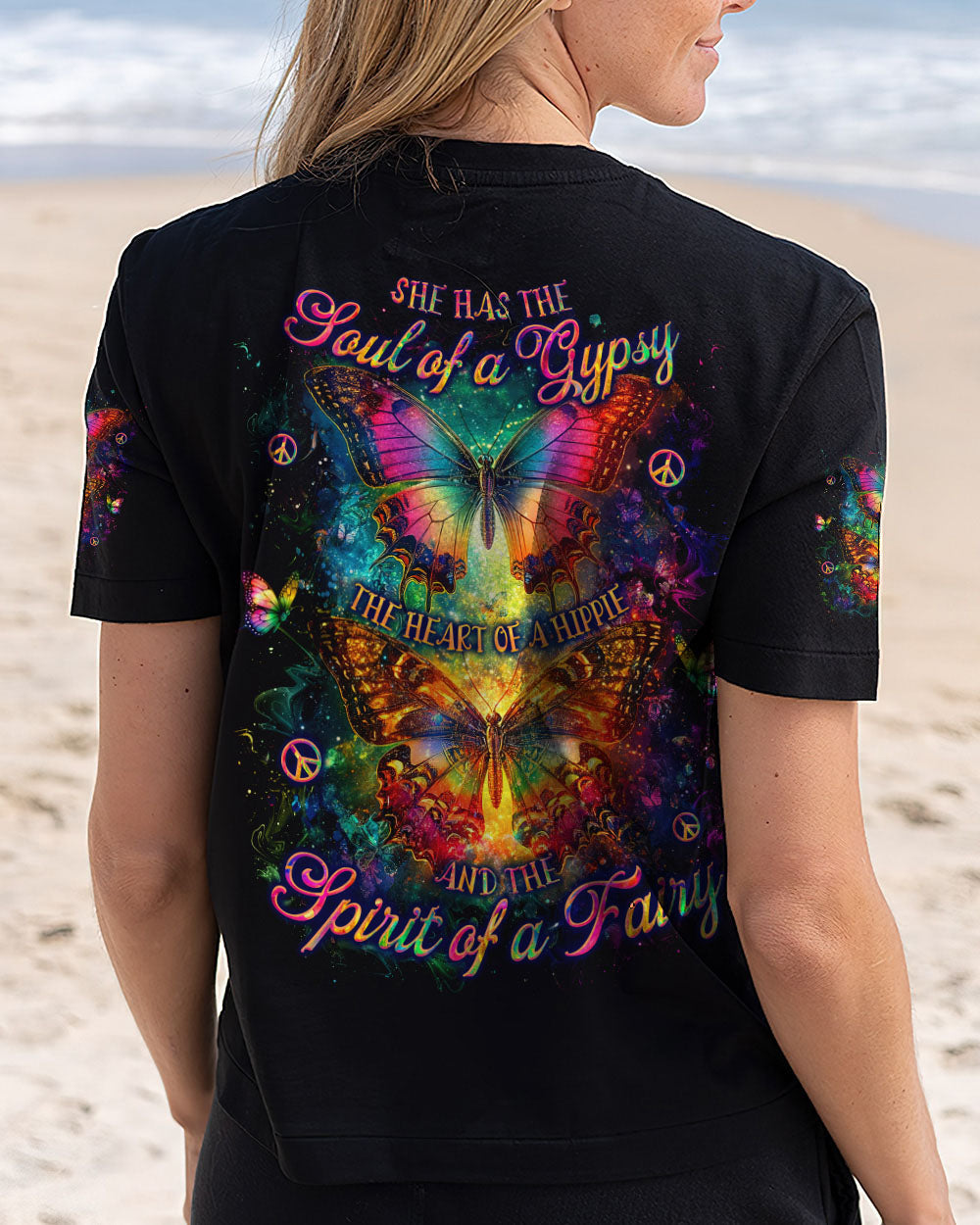 Soul of a Gypsy Heart of a Hippie the Spirit of a Fairy Colorful Butterfly Hippie AOP Shirts _3_ qV1wP