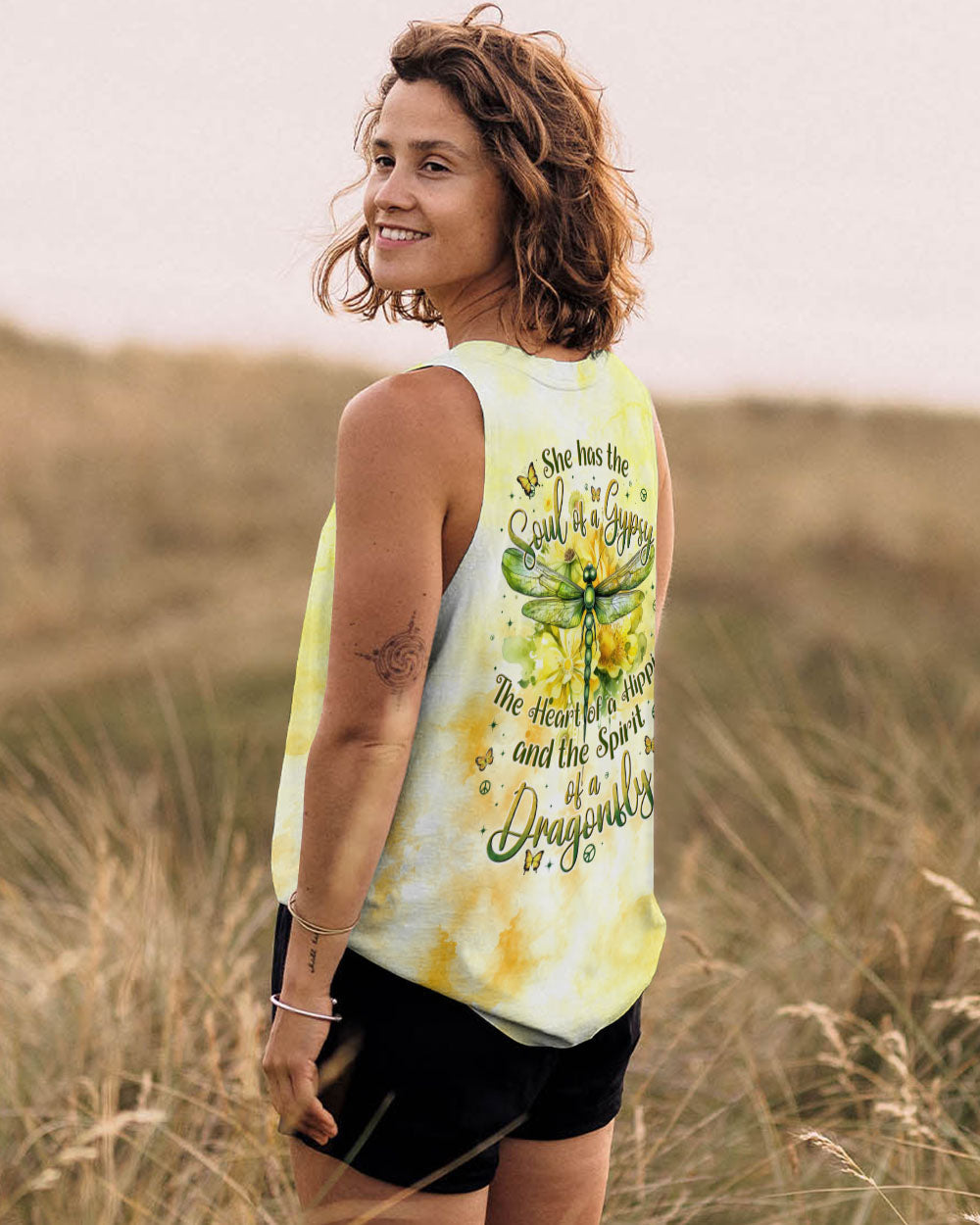 Soul of a Gypsy Hippie Heart Dragonfly Tie Dye Graphic Tee AOP Shirts _14_ LU4Z7
