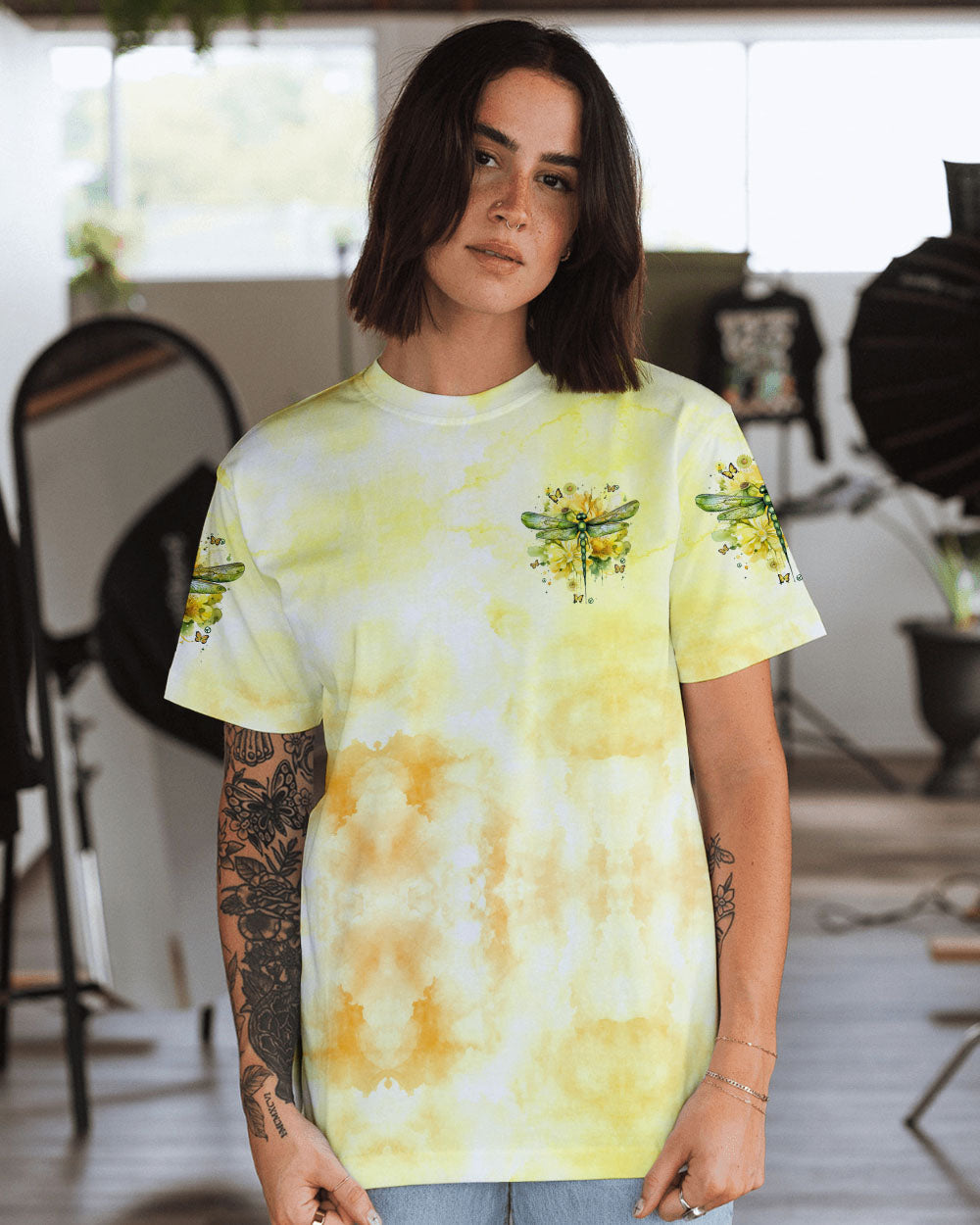 Soul of a Gypsy Hippie Heart Dragonfly Tie Dye Graphic Tee AOP Shirts _2_ LRBc1