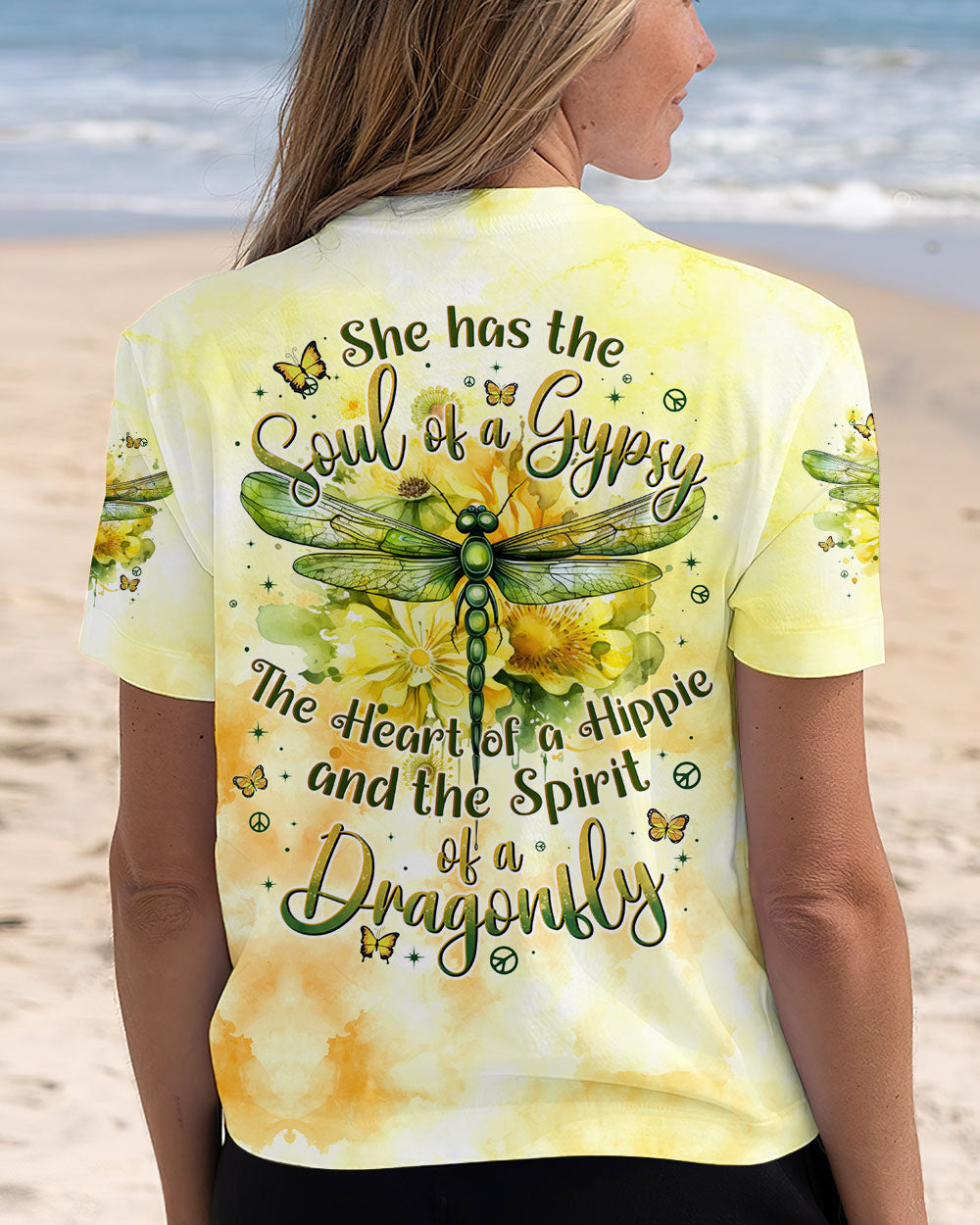 Soul of a Gypsy Hippie Heart Dragonfly Tie Dye Graphic Tee AOP Shirts _5_ vibcZ
