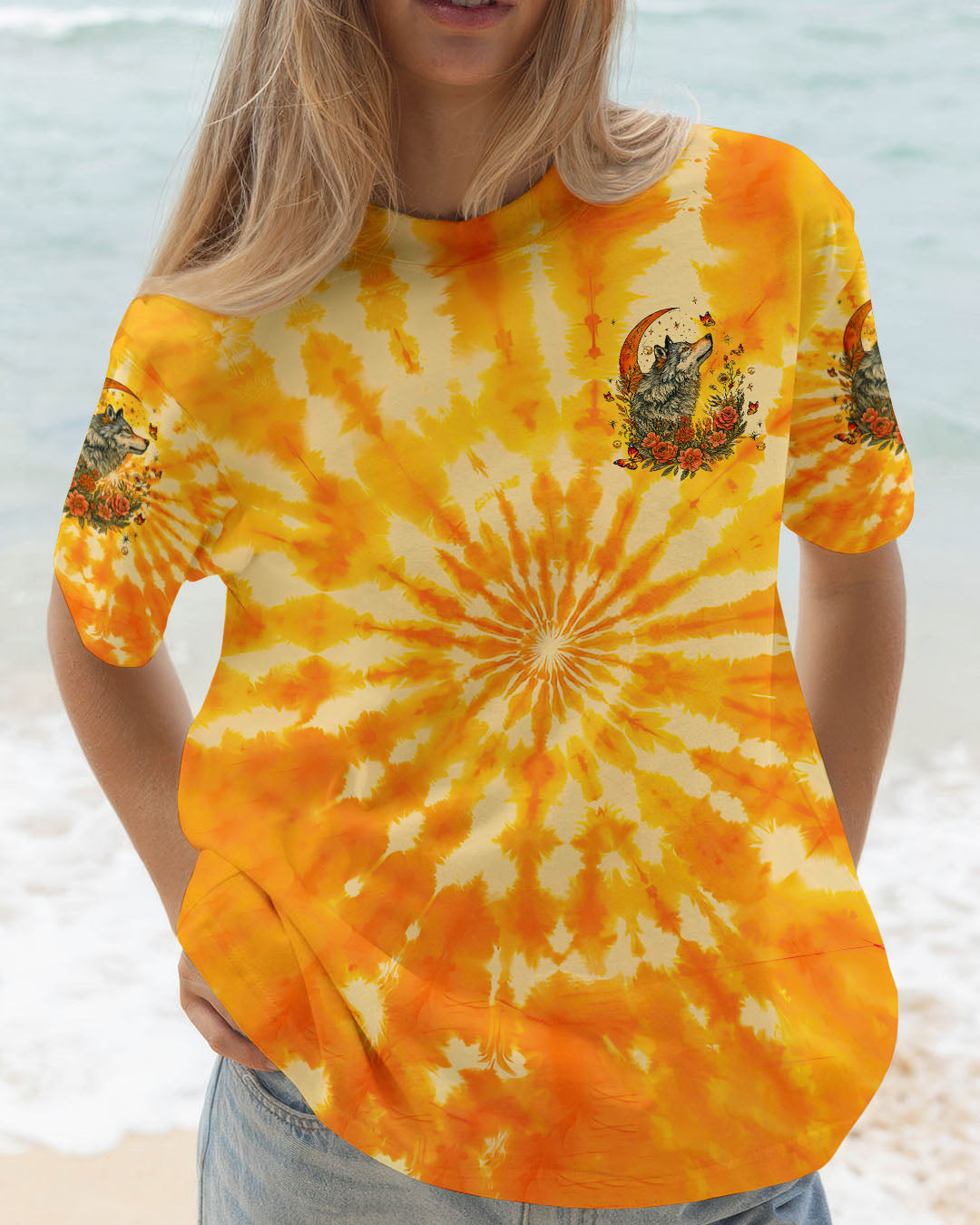 Spirit of the Wolf Heart of the Wild Wolf Floral and Moon Elements AOP Shirts _11_ 5ZfFs