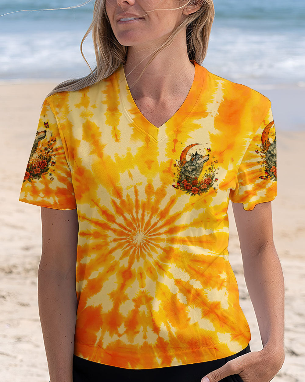 Spirit of the Wolf Heart of the Wild Wolf Floral and Moon Elements AOP Shirts _13_ hFOw1