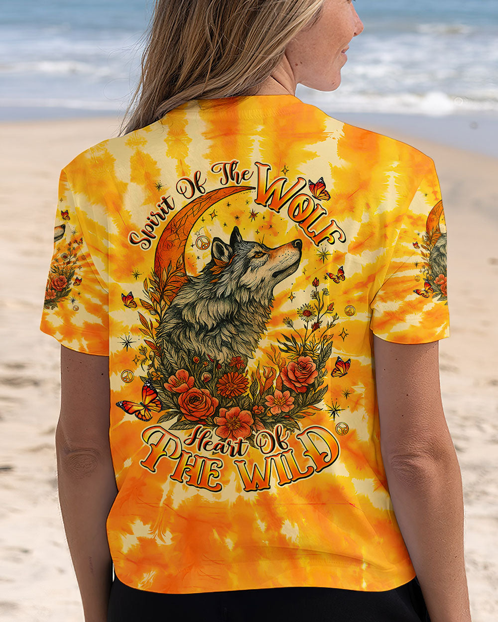 Spirit of the Wolf Heart of the Wild Wolf Floral and Moon Elements AOP Shirts _14_ G0oMY