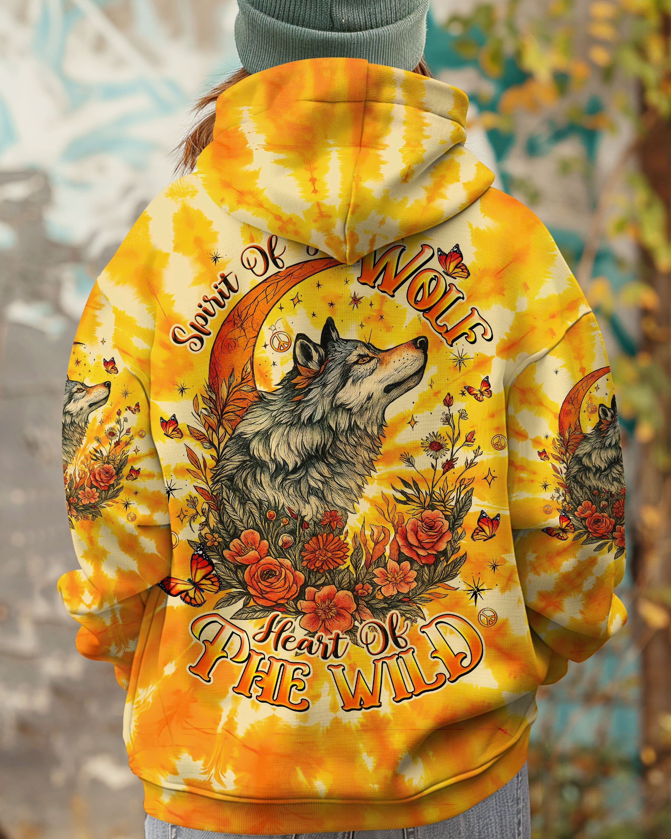 Spirit of the Wolf Heart of the Wild Wolf Floral and Moon Elements AOP Shirts _1_ Y8d53